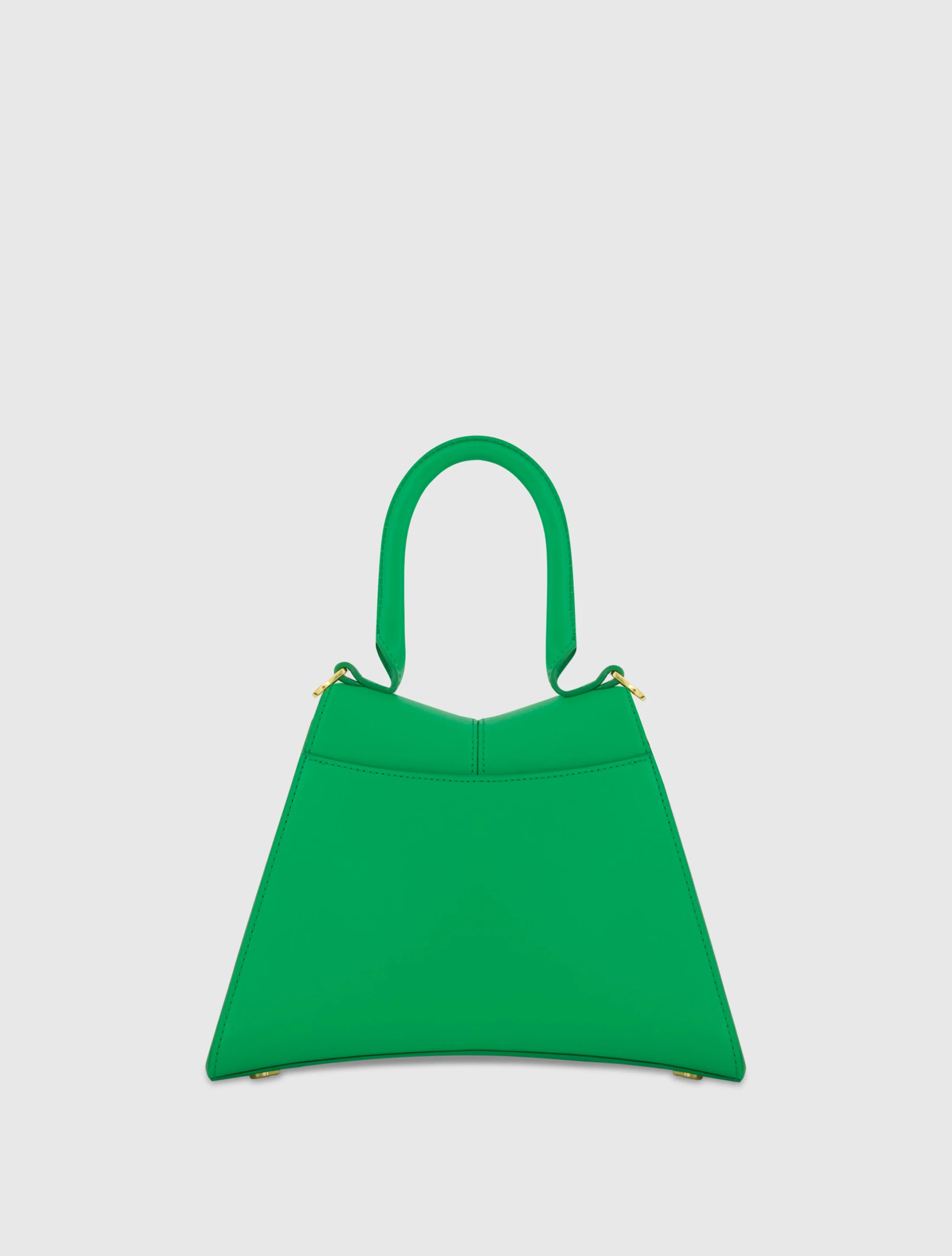 Angular Small Green Leather Handbag With Gold Hardware