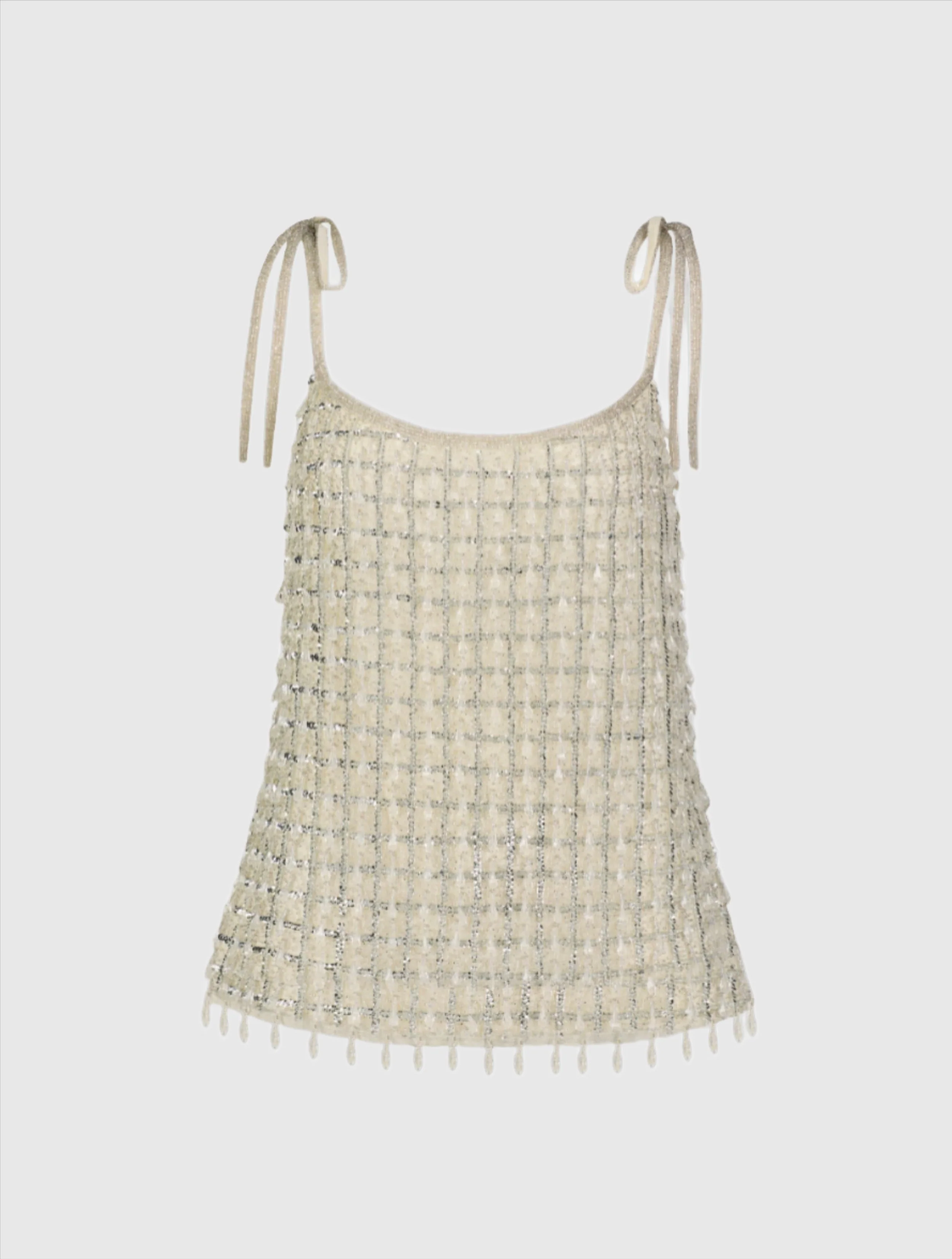 Silver Crystal Embellished Soft Tie Cami Top - FINAL SALE