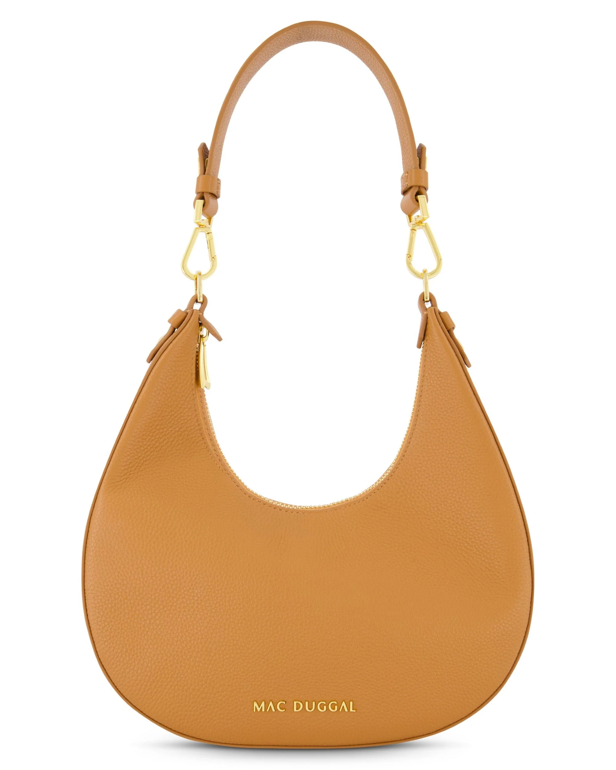 Grain Leather Hobo Bag With Gold Hardware