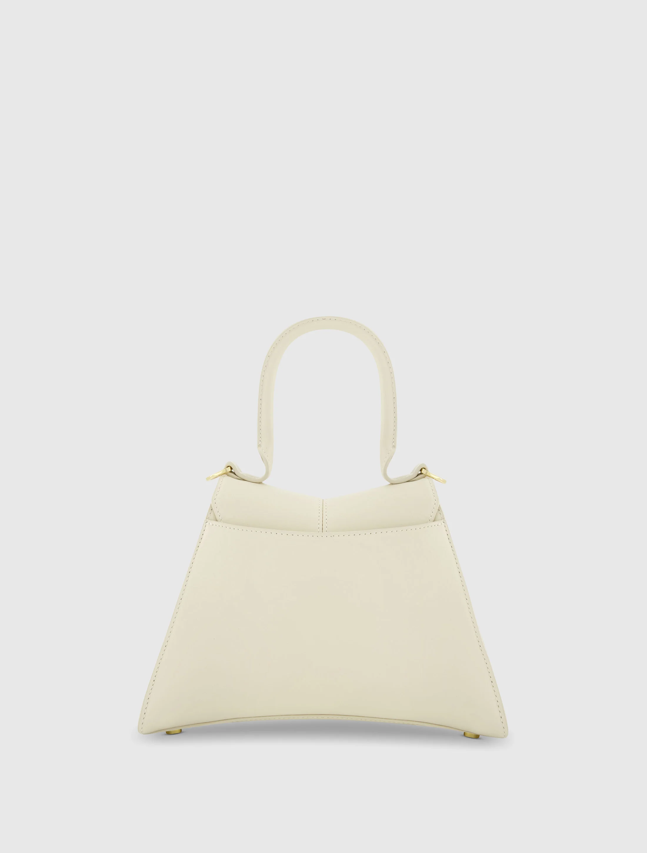 Angular Small Leather Handbag With Gold Hardware