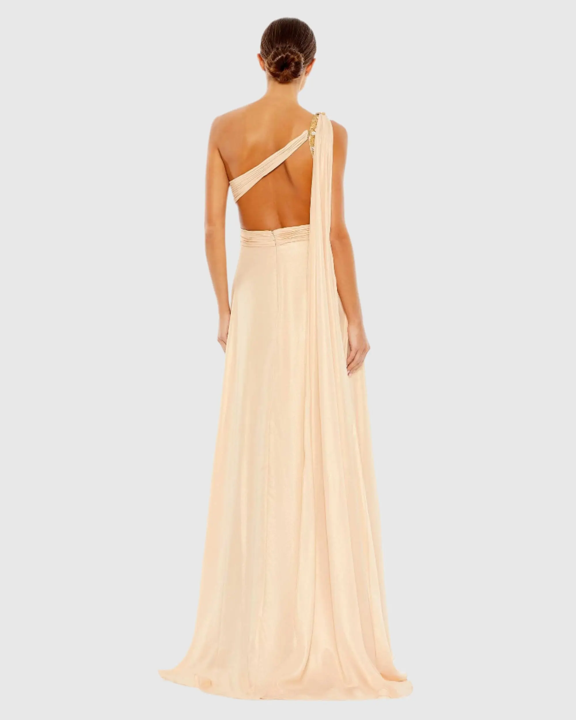 One Shoulder Open Back Flowy Gown