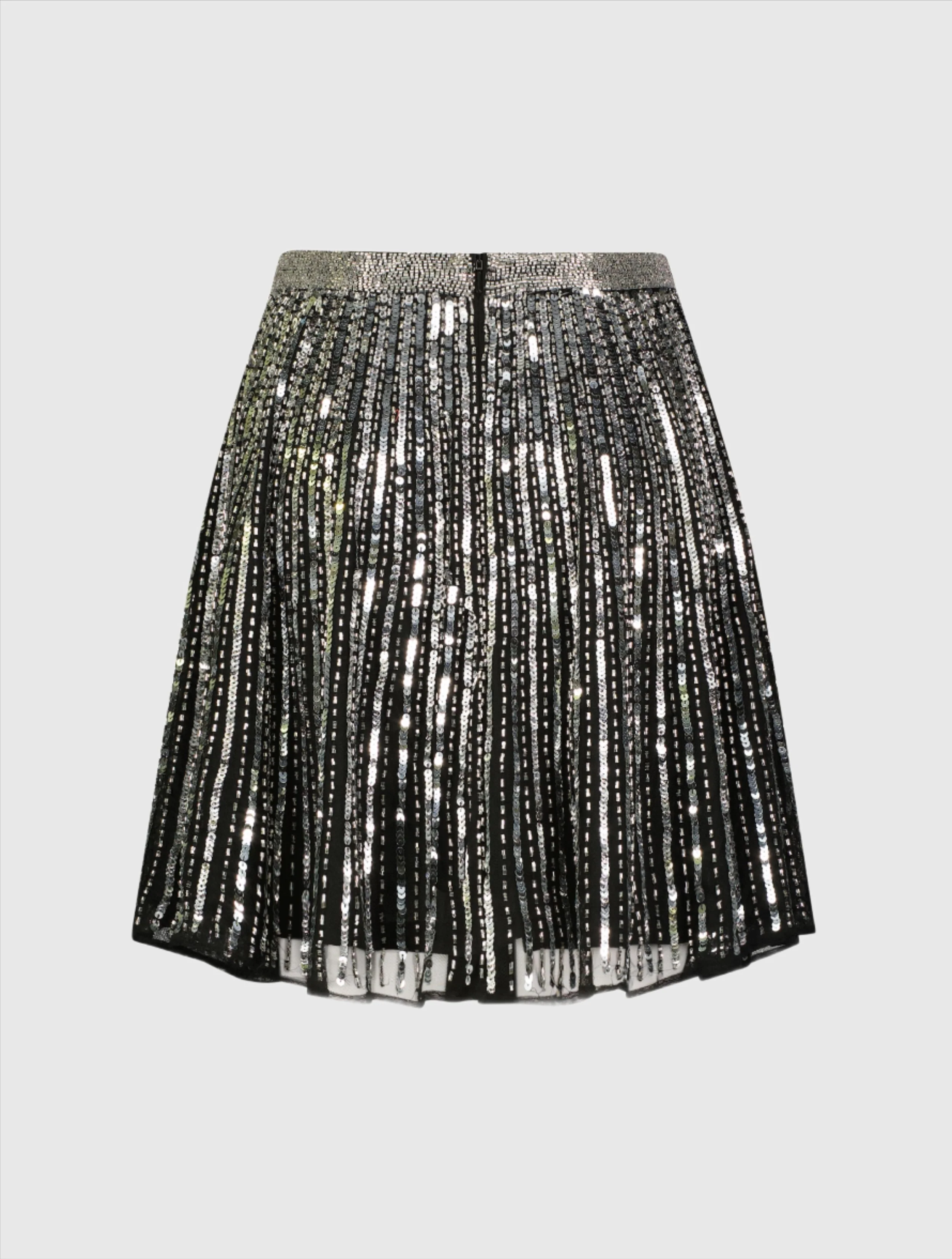 Sequin Embellished Chiffon A-line Mini Skirt