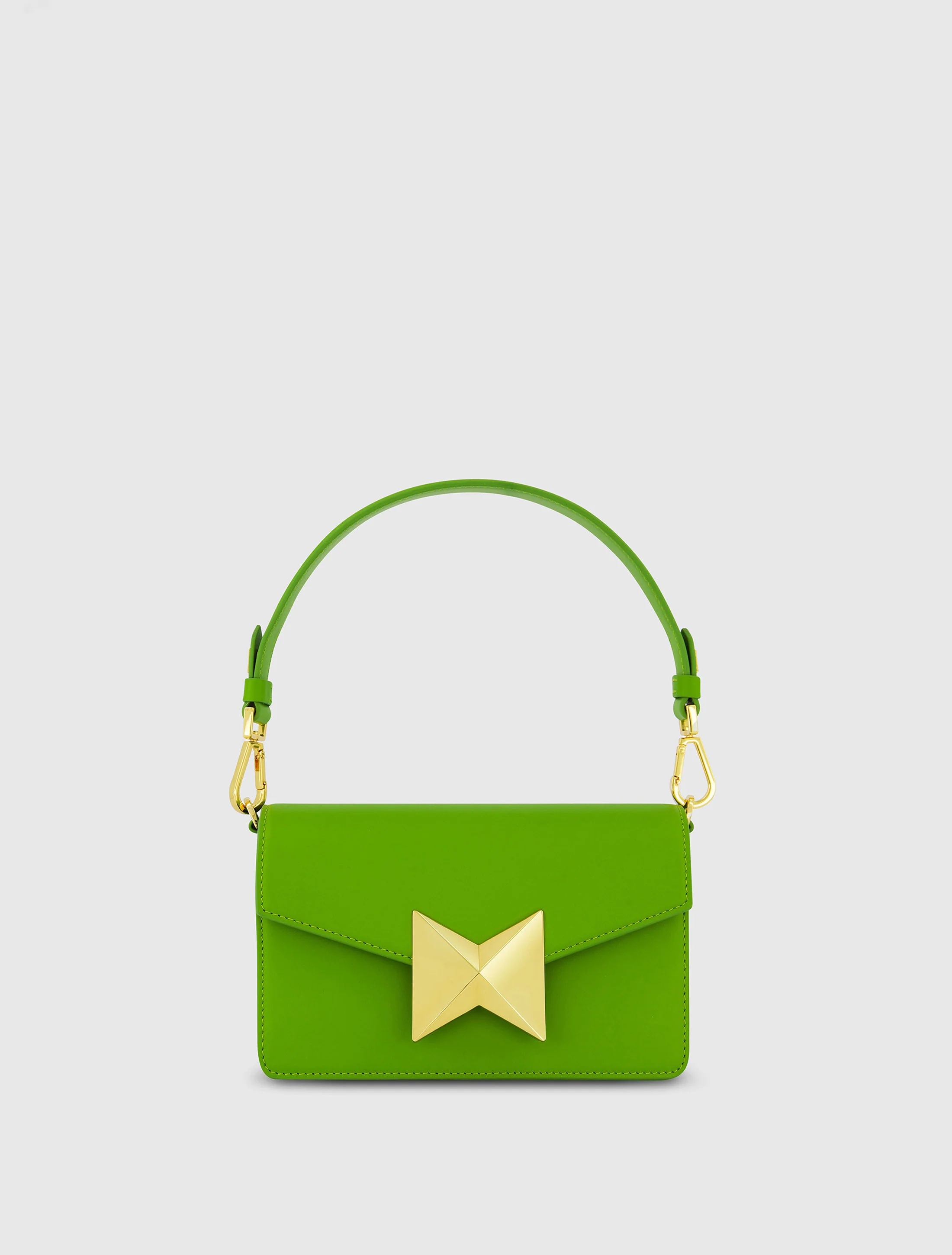 Mini Green Leather Shoulder Bag With Gold Hardware