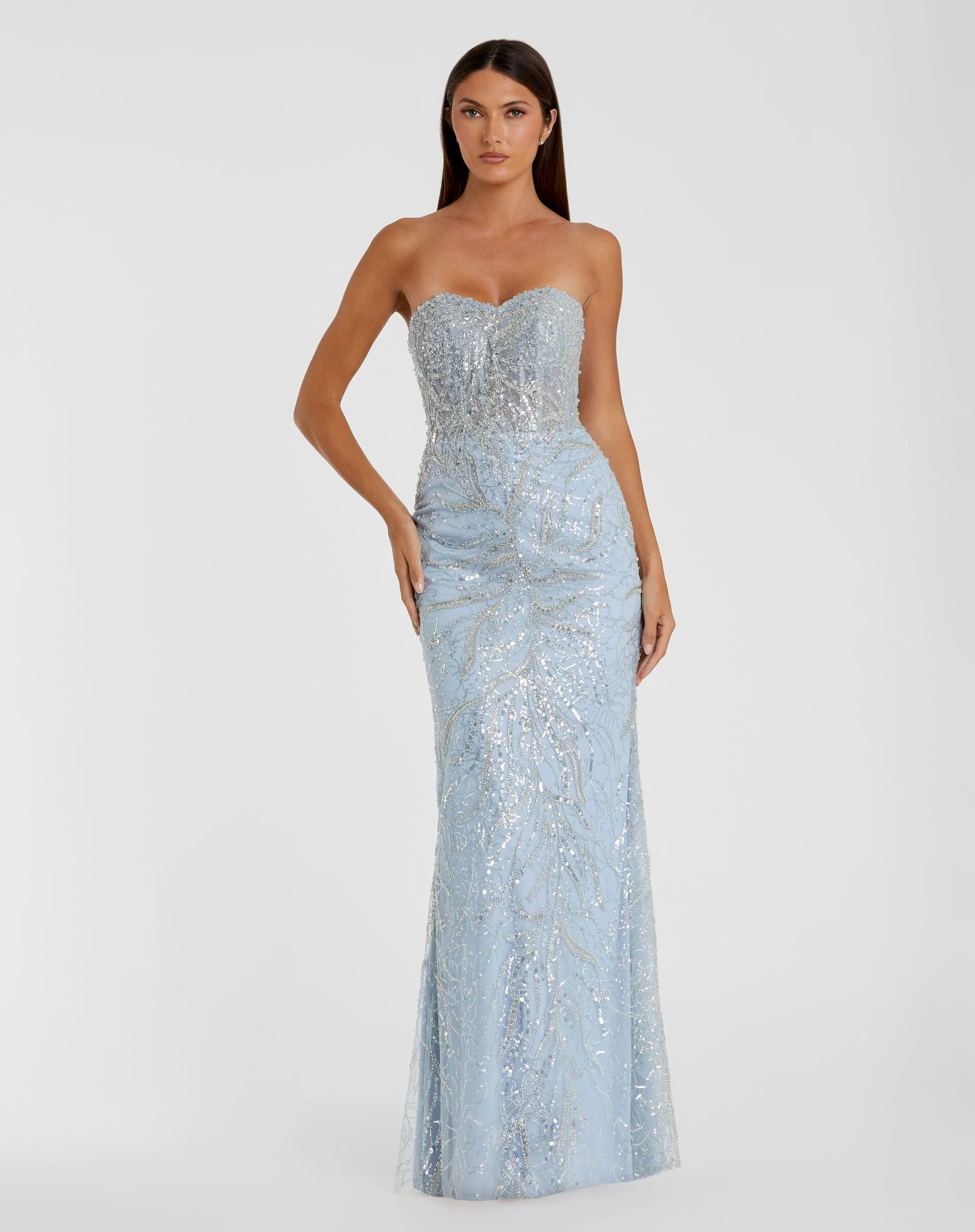 Strapless Embellished Trumpet Gown