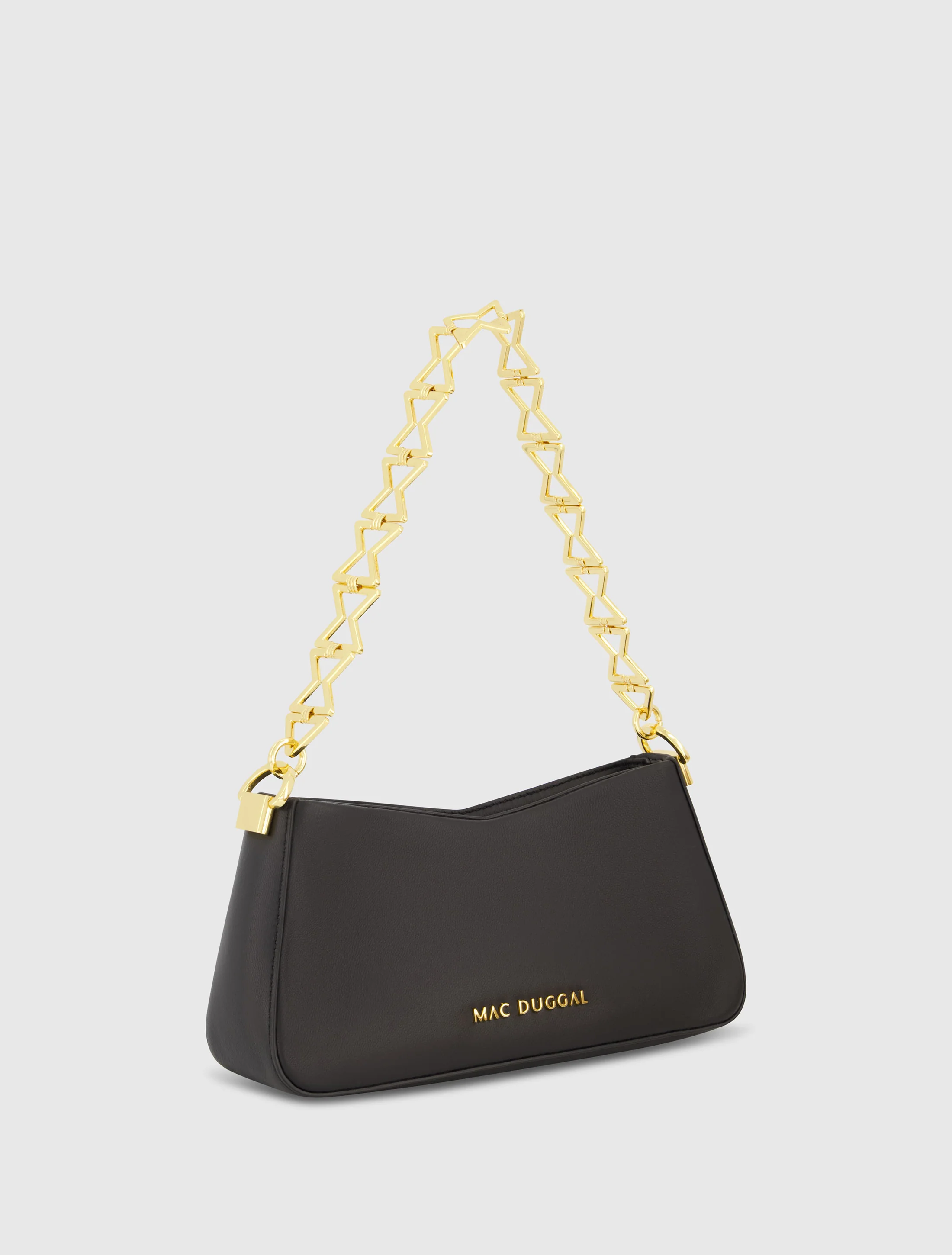 Gold Strap Small Black Nappa Leather Shoulder Bag - FINAL SALE