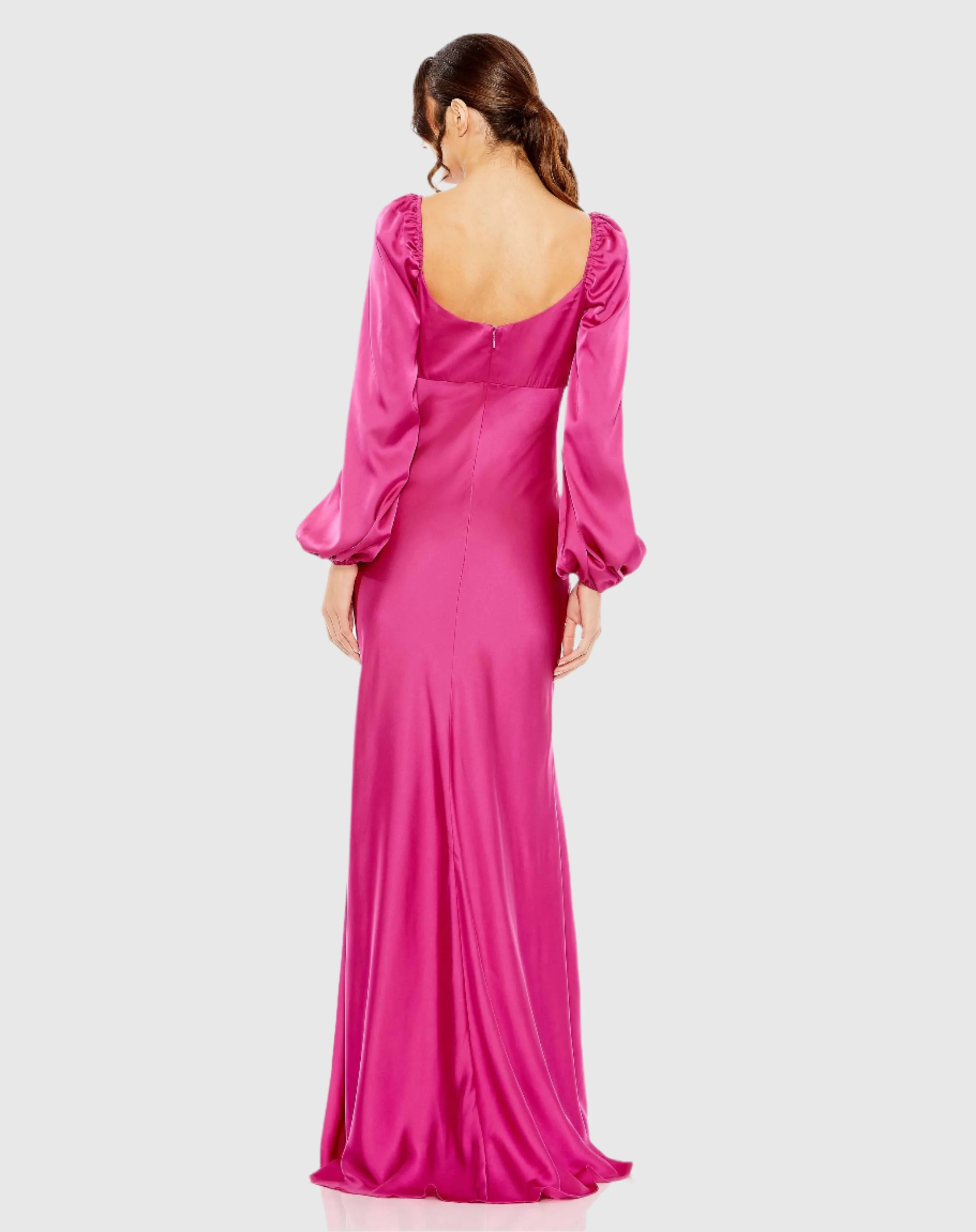 Pink Sweetheart Neckline Puff Sleeve Gown