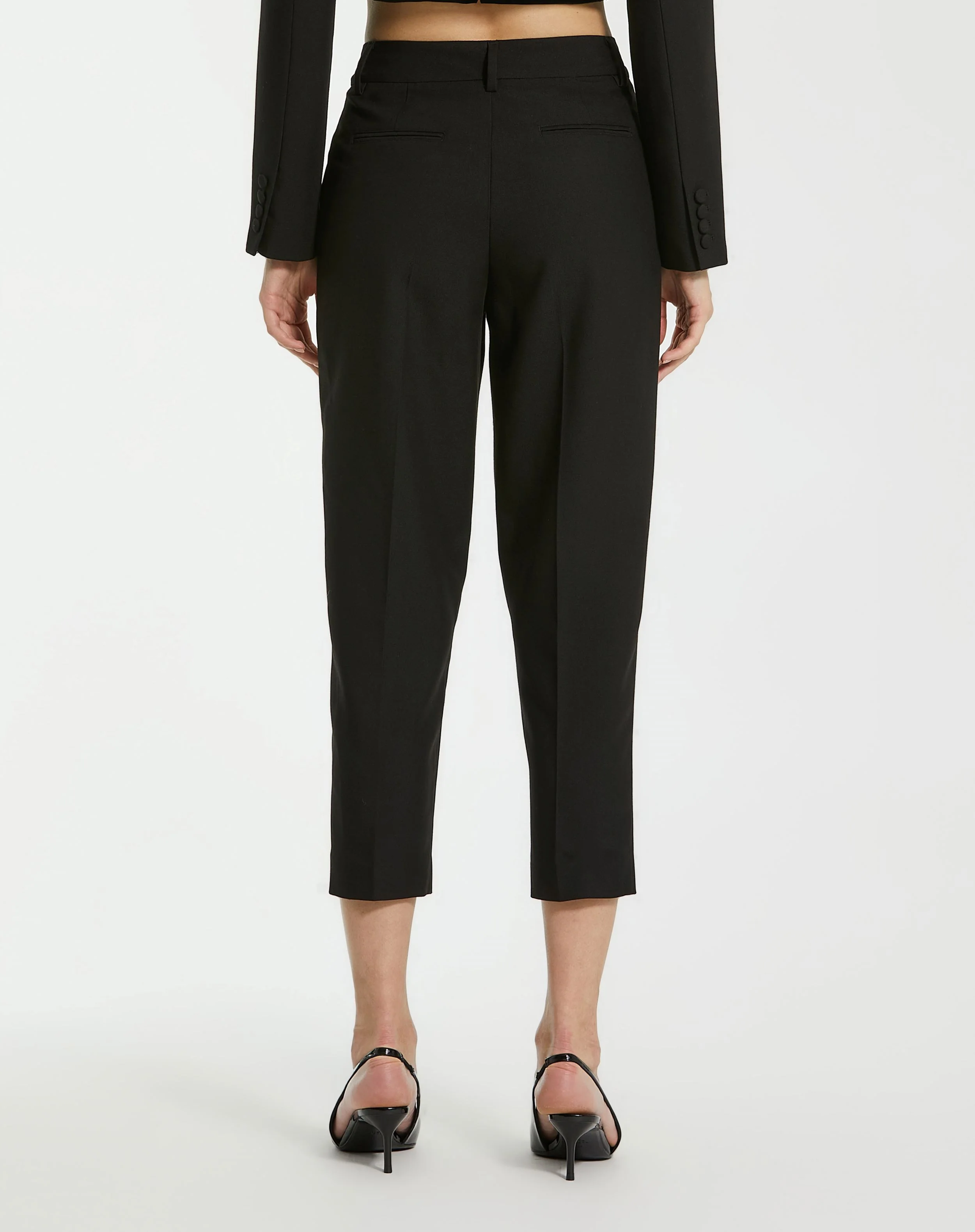 Black Classic Crepe Fitted Capri Trouser - FINAL SALE