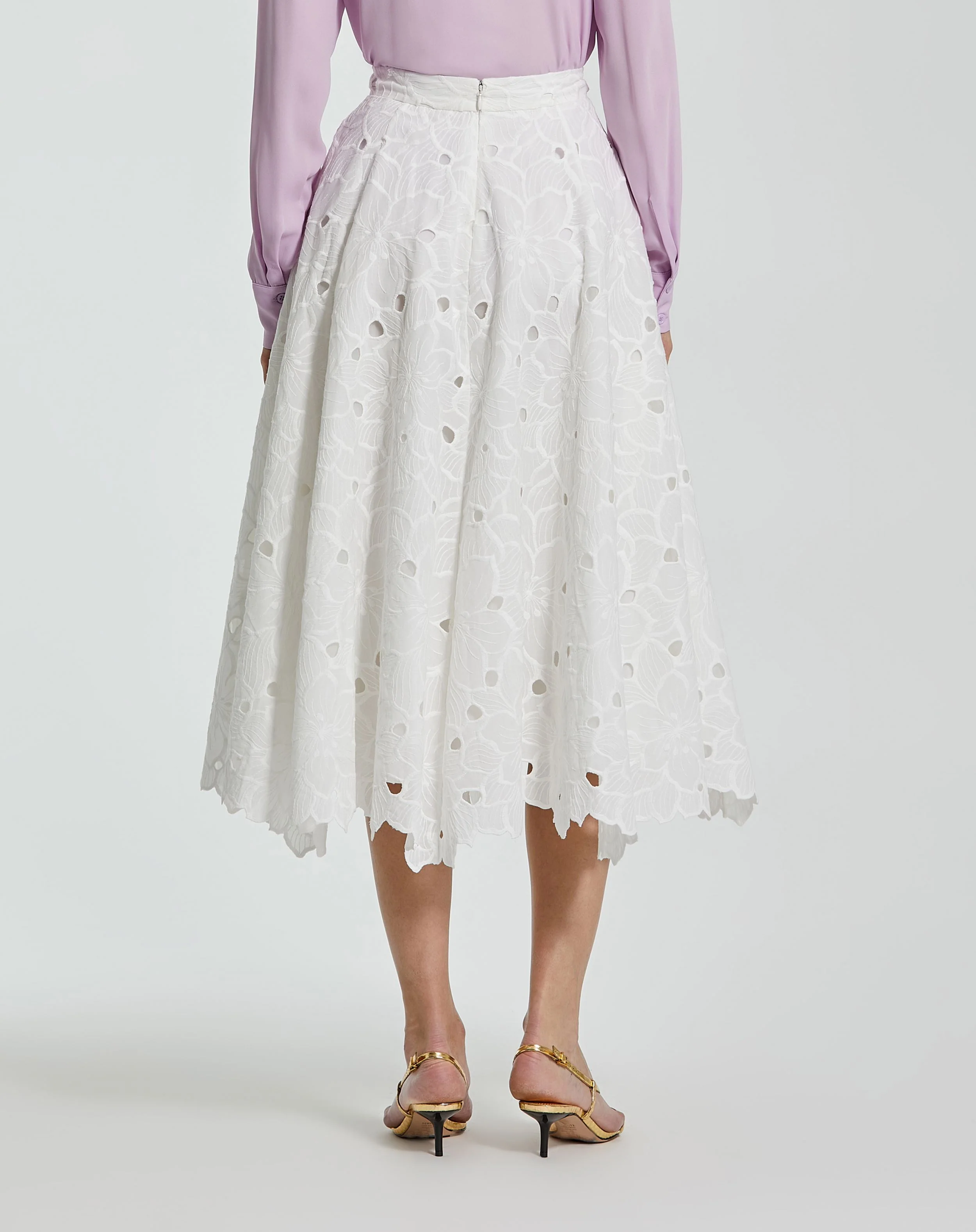 Embroidered Floral A-line Midi Skirt - FINAL SALE