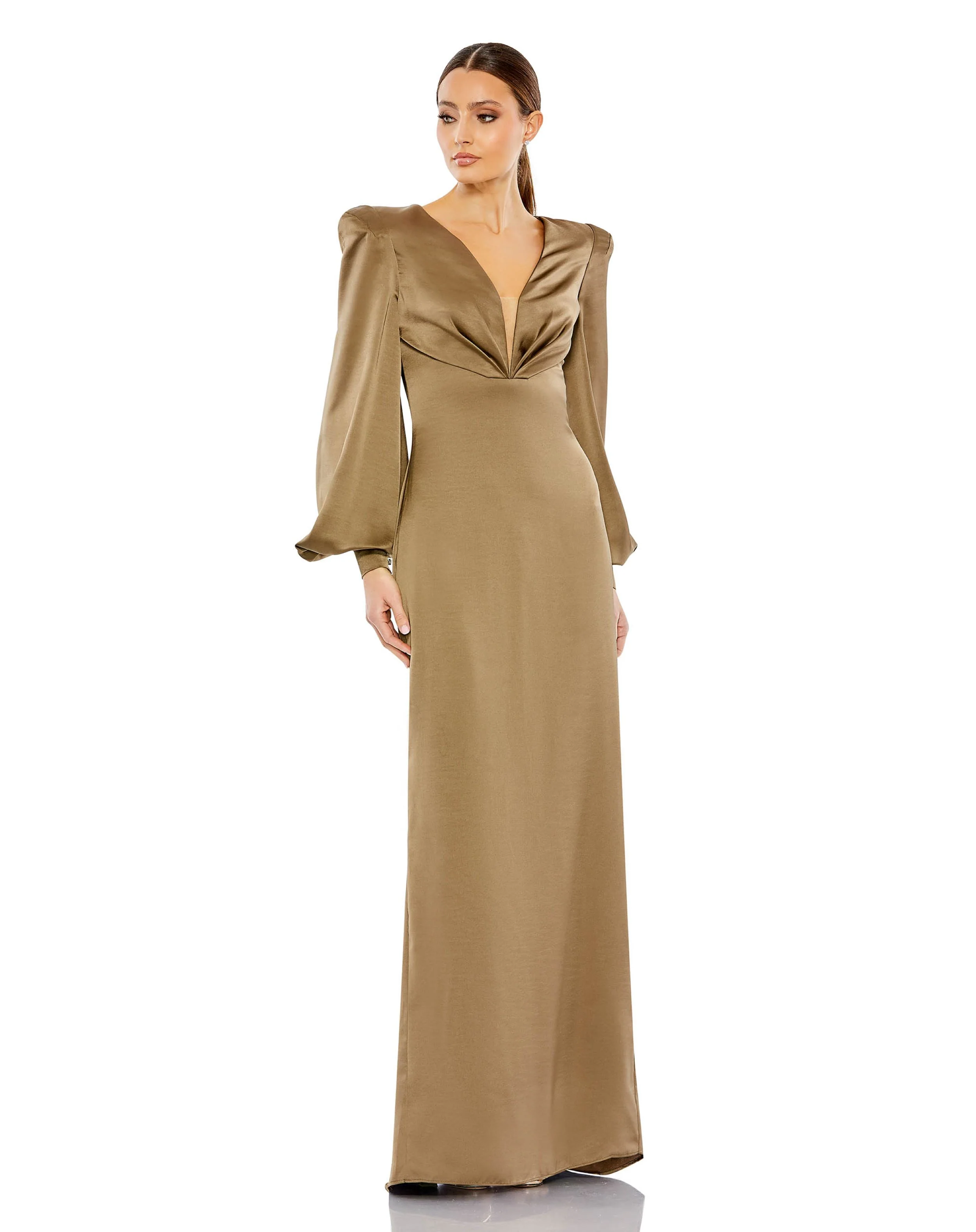 Structured Bishop Sleeve Column Gown | Sample | Sz. 2