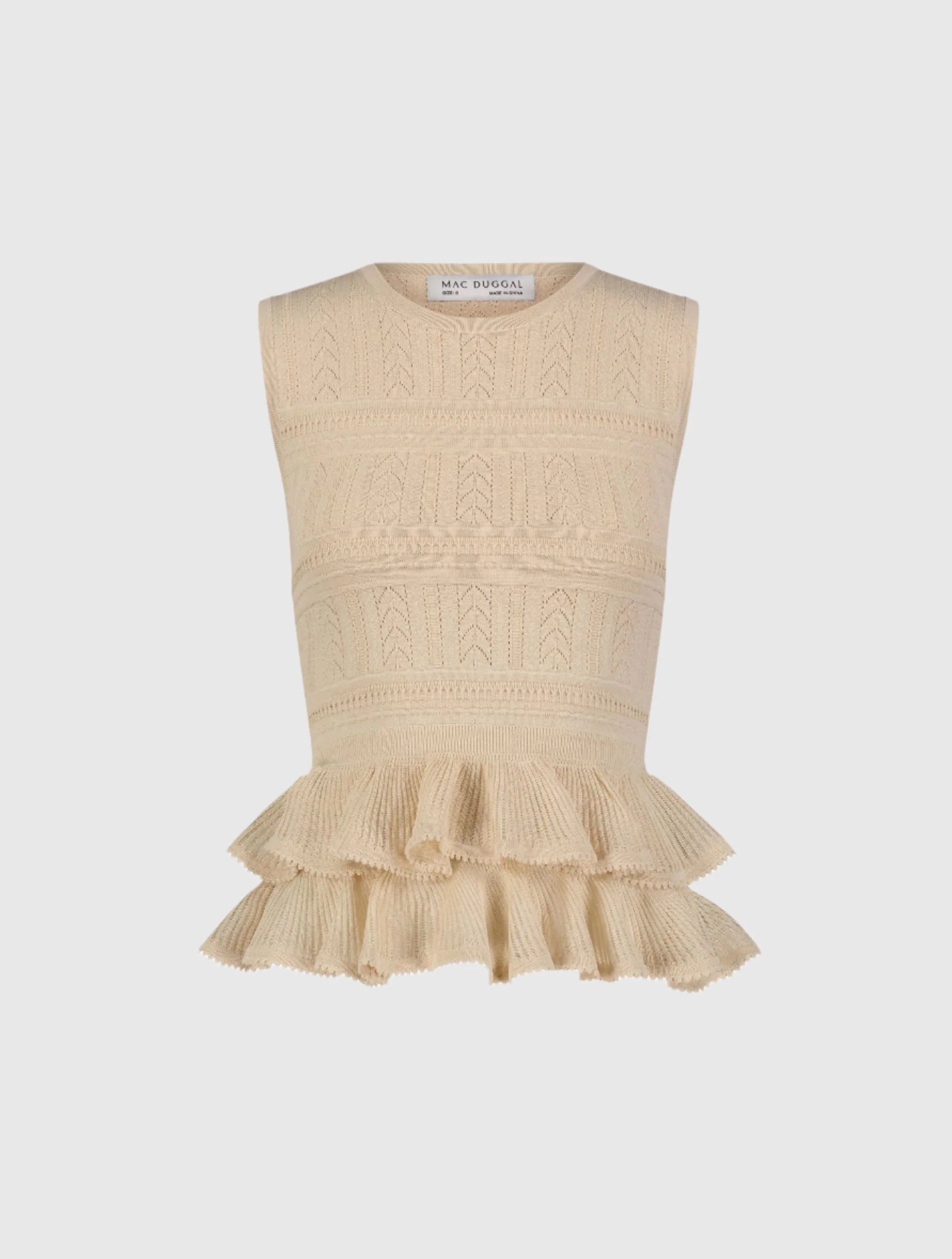 Sleeveless High Neck Knit Top With Ruffle Hem - FINAL SALE