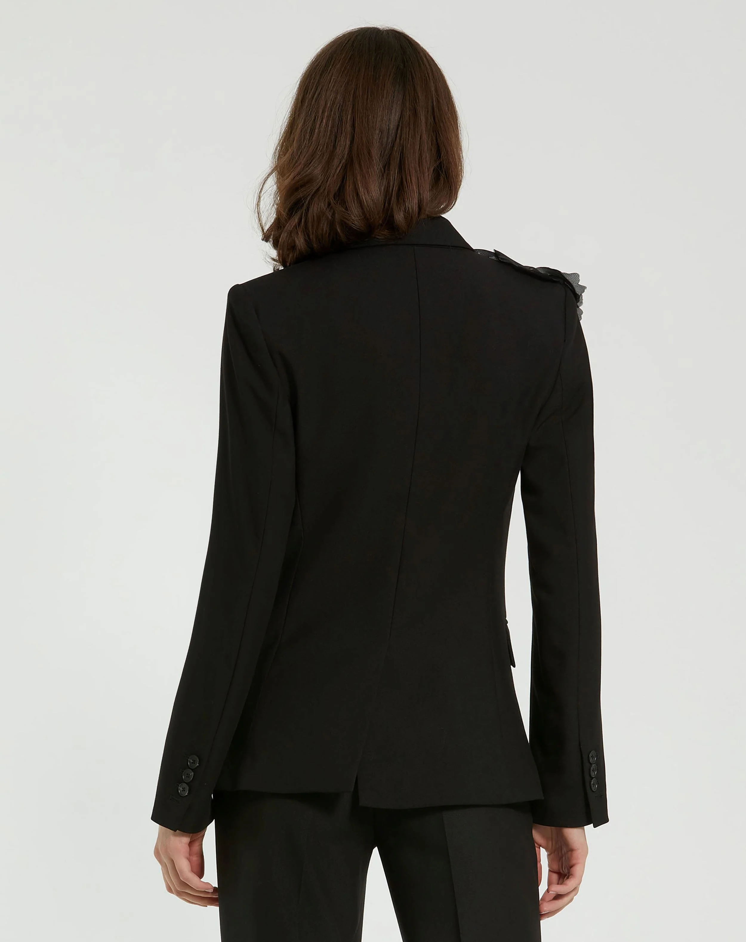 Classic Crepe Blazer Jacket With Flower - FINAL SALE