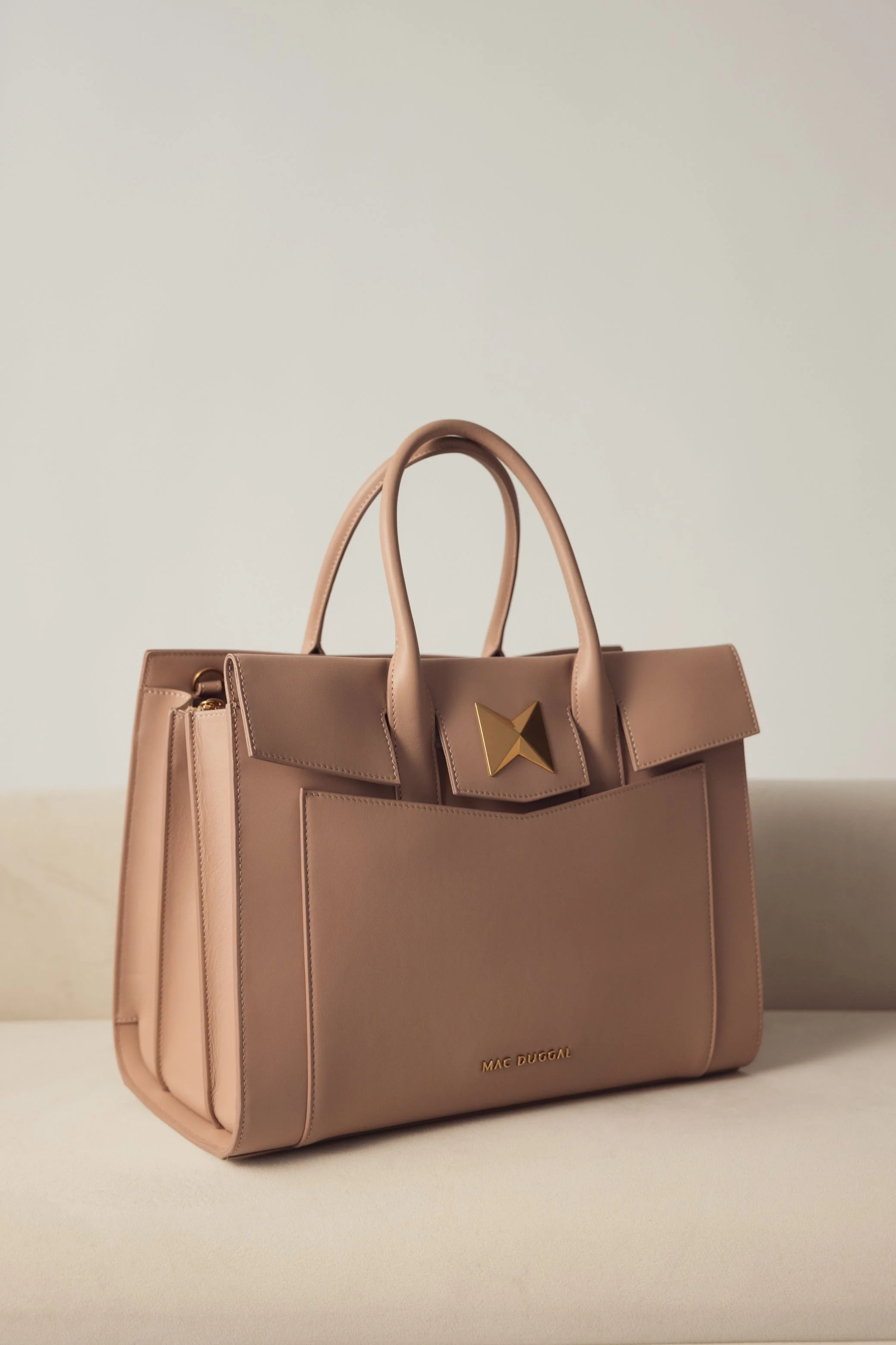 Large Leather Briefcase Bag With Gold Hardware