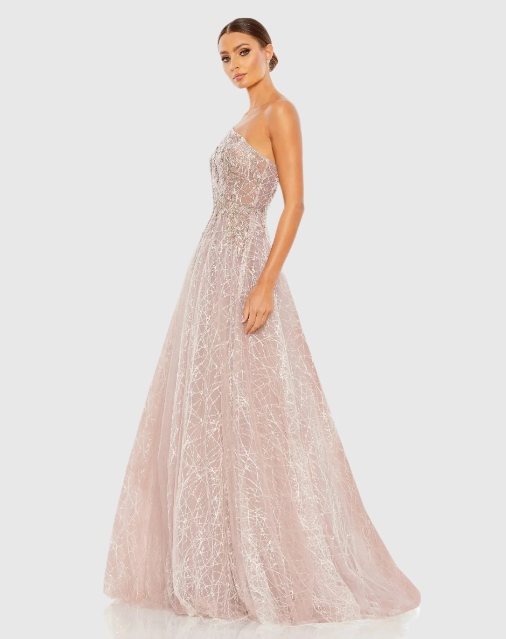 Pink Embroidered One Shoulder Bodice Ballgown - FINAL SALE