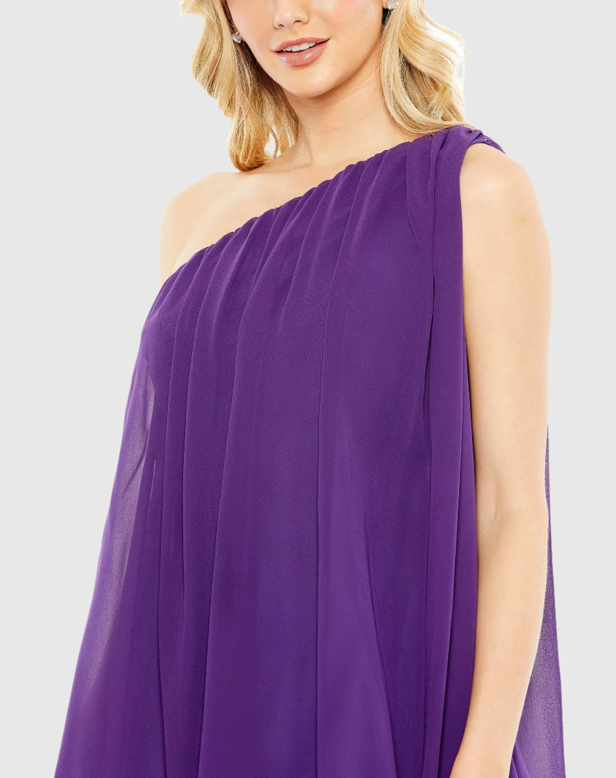 One Shoulder Flowy Chiffon Mini Dress - FINAL SALE