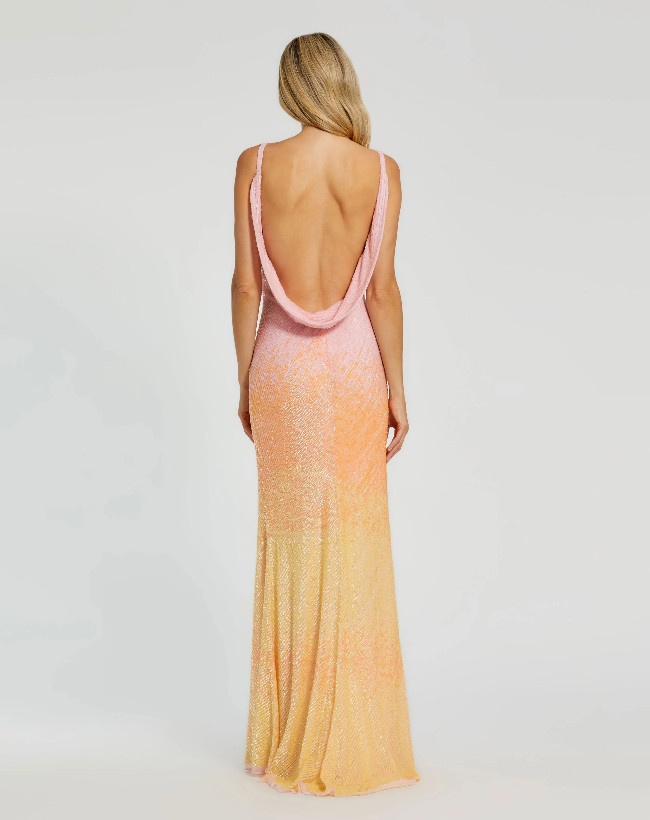 Ombre Sequined Cami Trumpet Gown