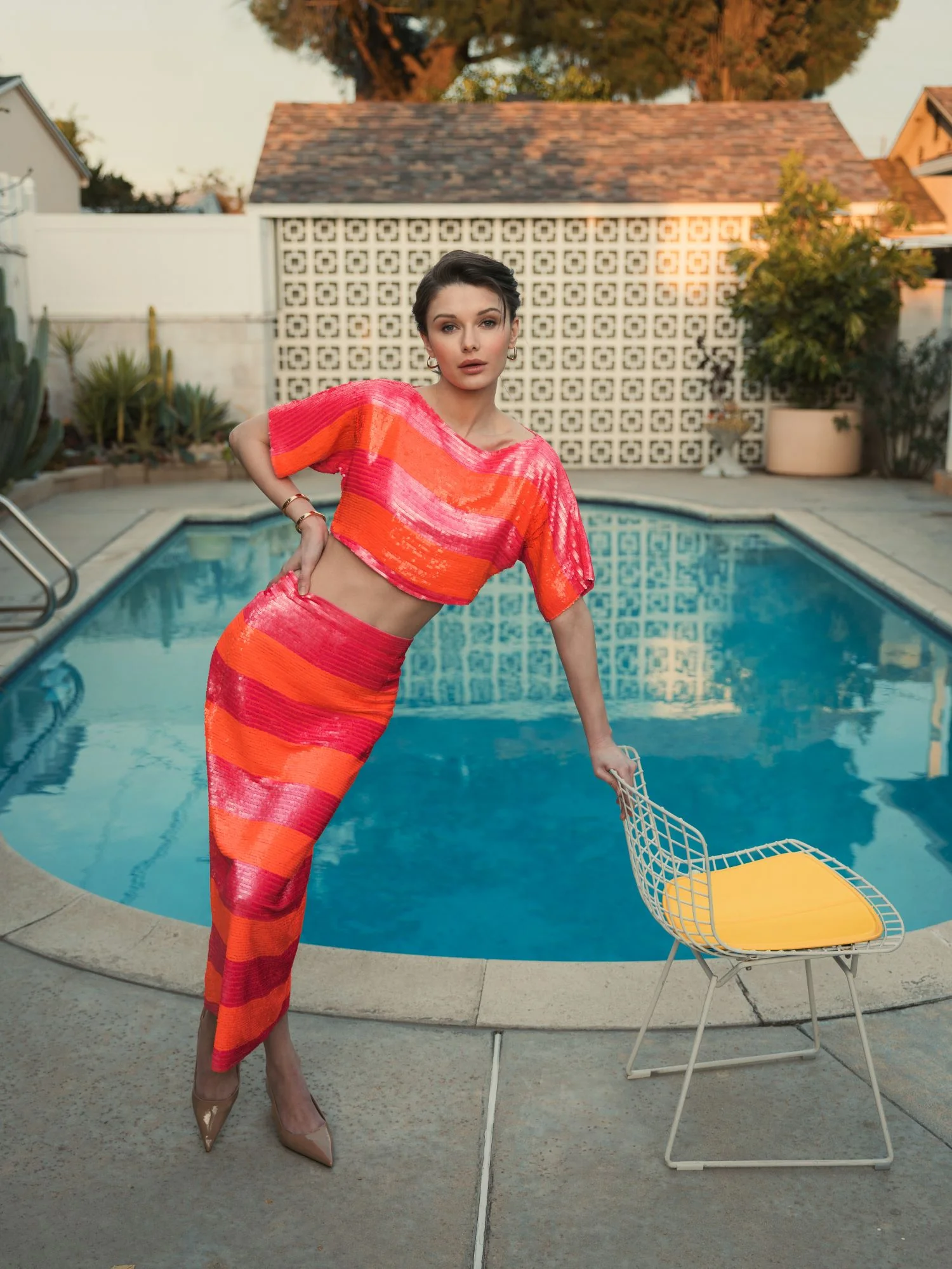 Classic Sequin Striped Midi Pencil Skirt - FINAL SALE