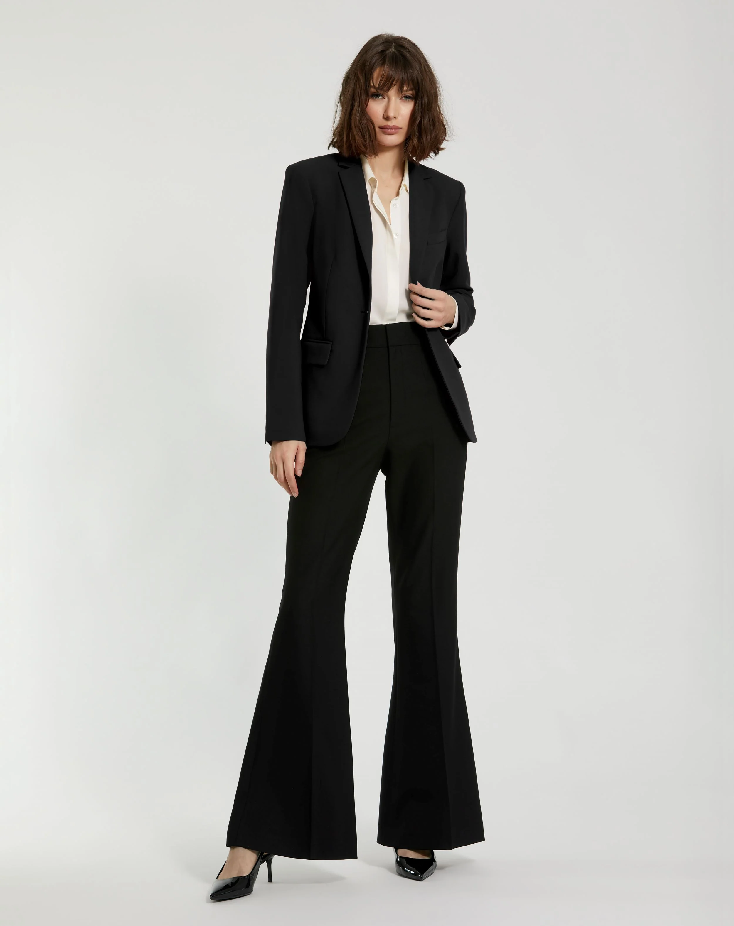 Black Classic Crepe Flared Trouser Pant - FINAL SALE