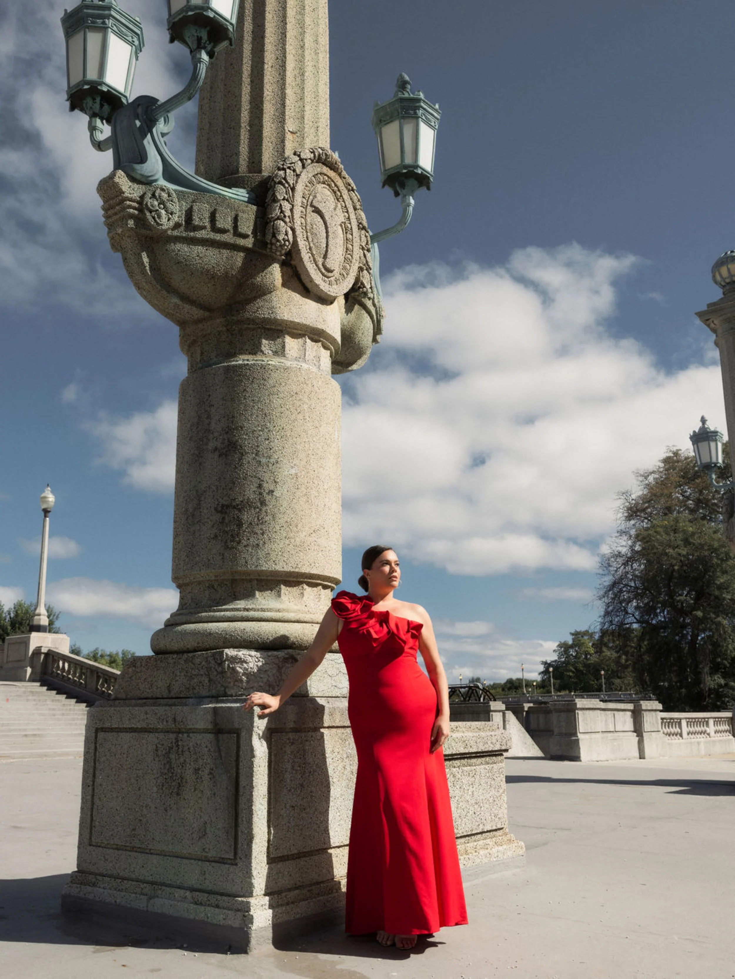 One Shoulder Ruffle Detailed Gown (Plus)