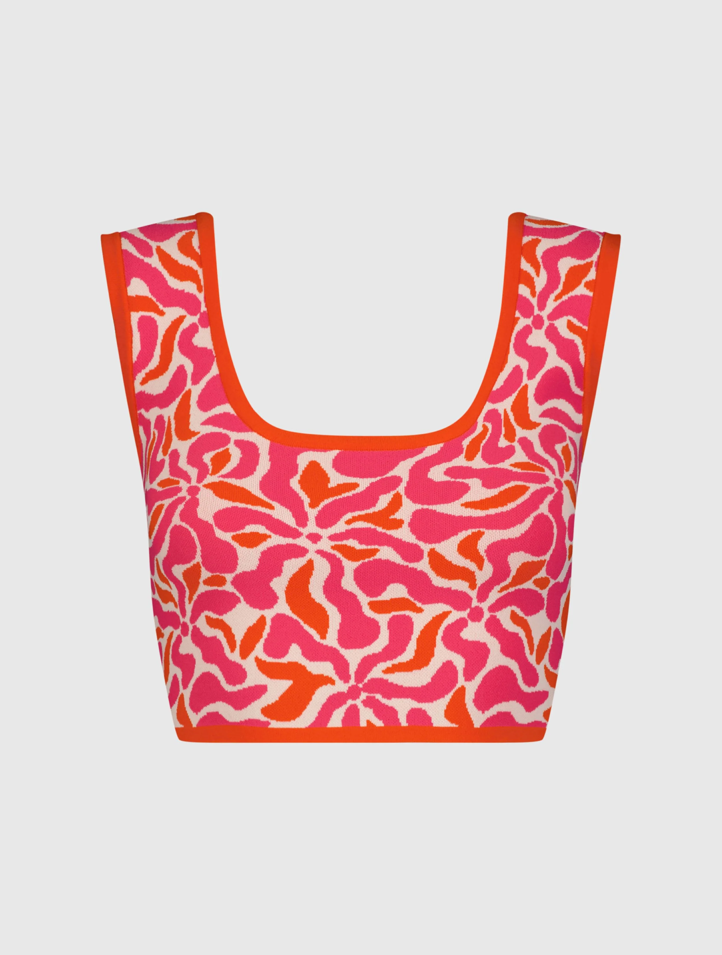 Sleeveless Floral Knit Cropped Tank Top - FINAL SALE