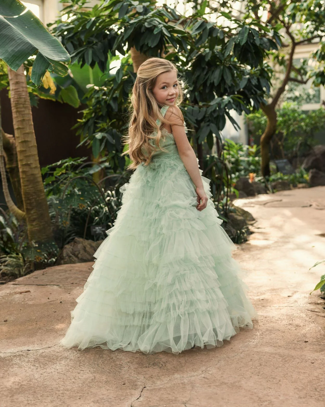 Girls Tulle Ruffle Ballgown