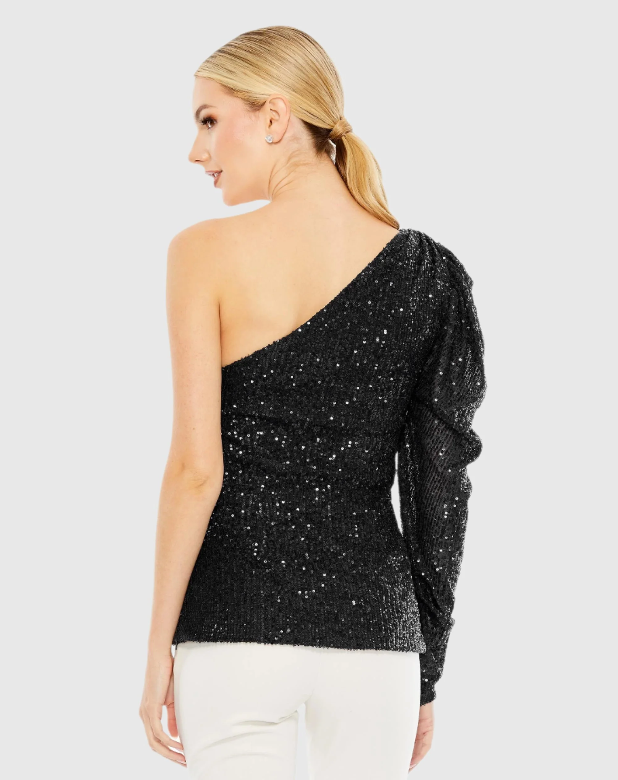 One Shoulder Puff Sleeve Sequin Top - FINAL SALE