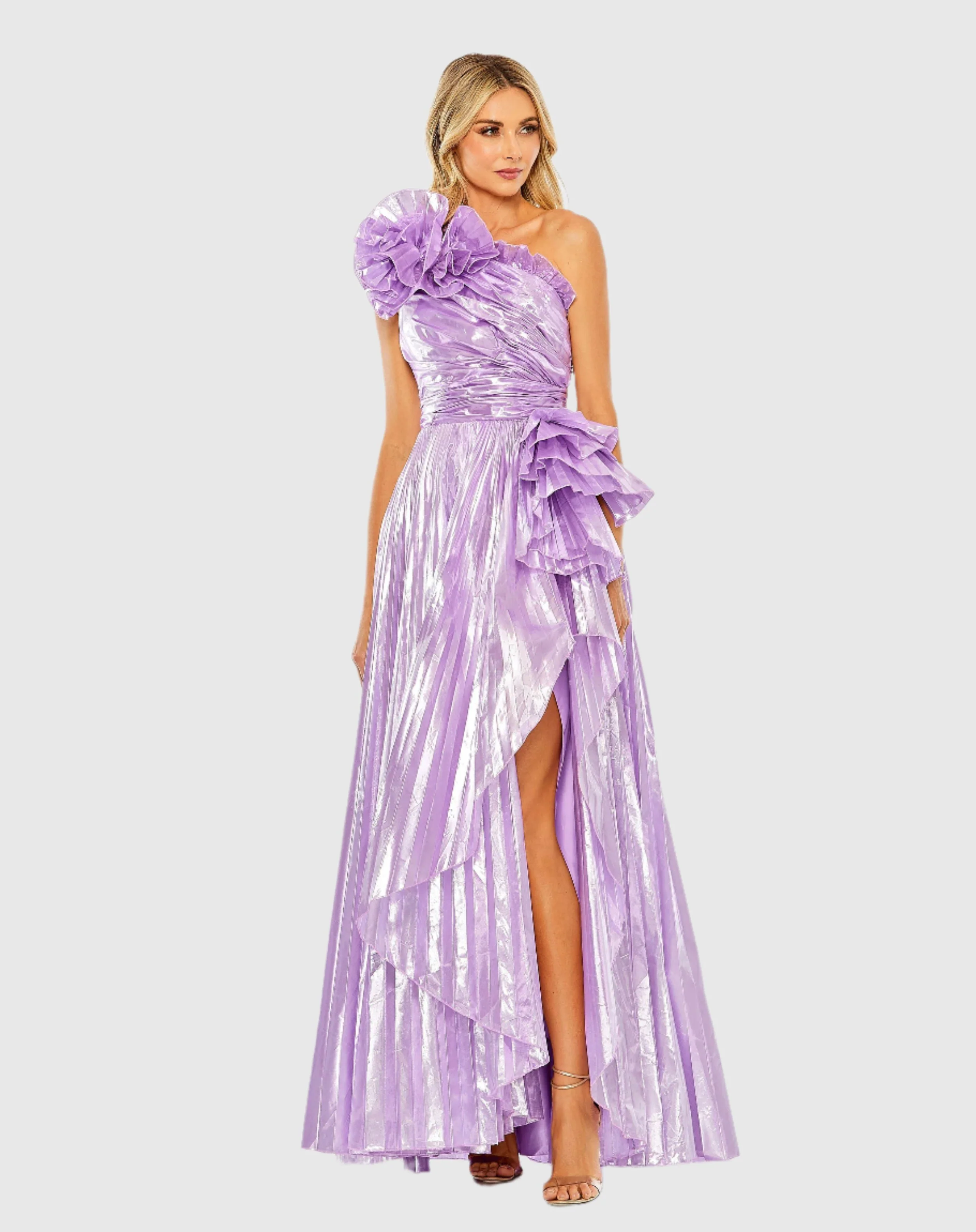 One Shoulder Pleated Gown