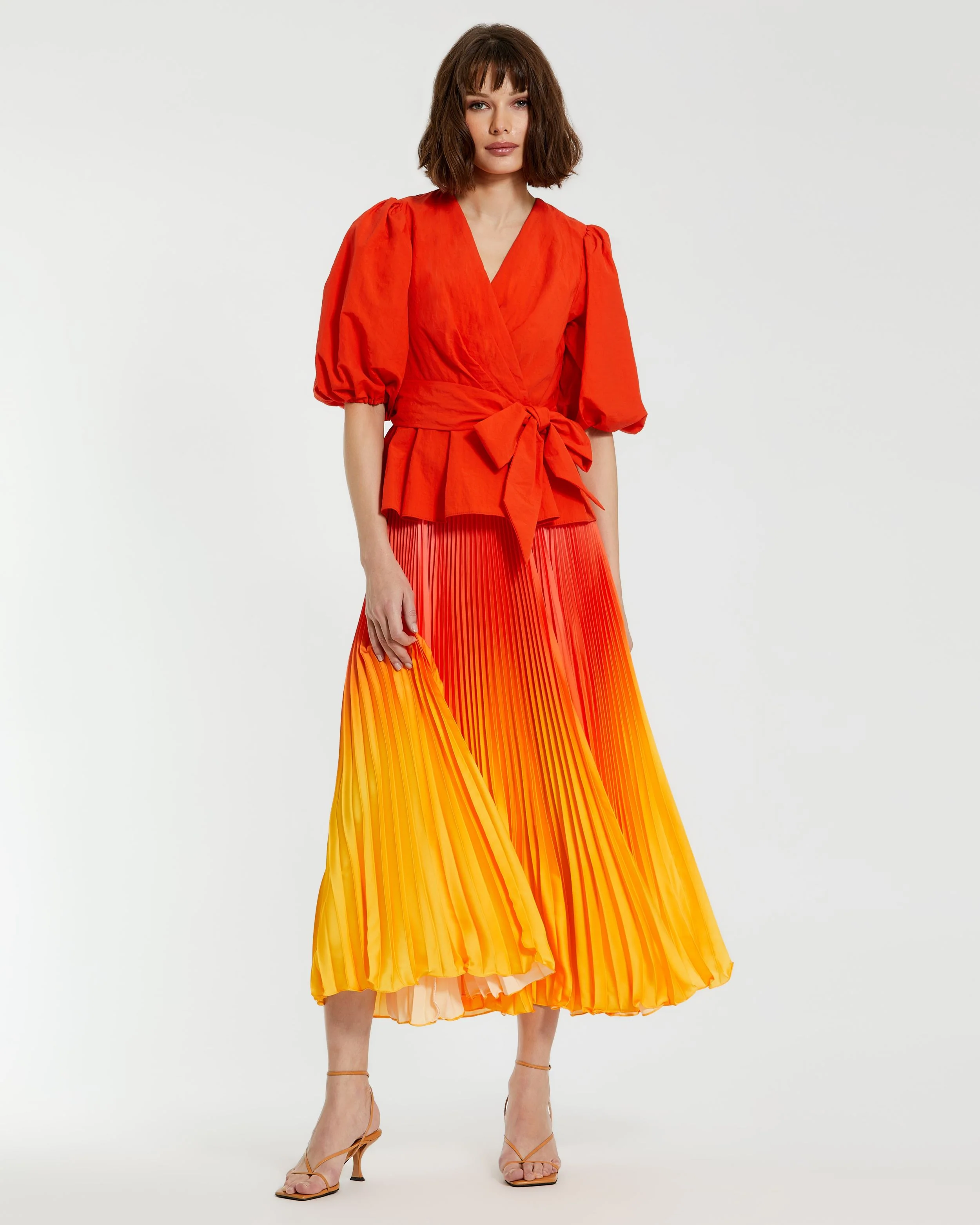 Pleated Charmeuse Ombre Maxi Skirt - FINAL SALE