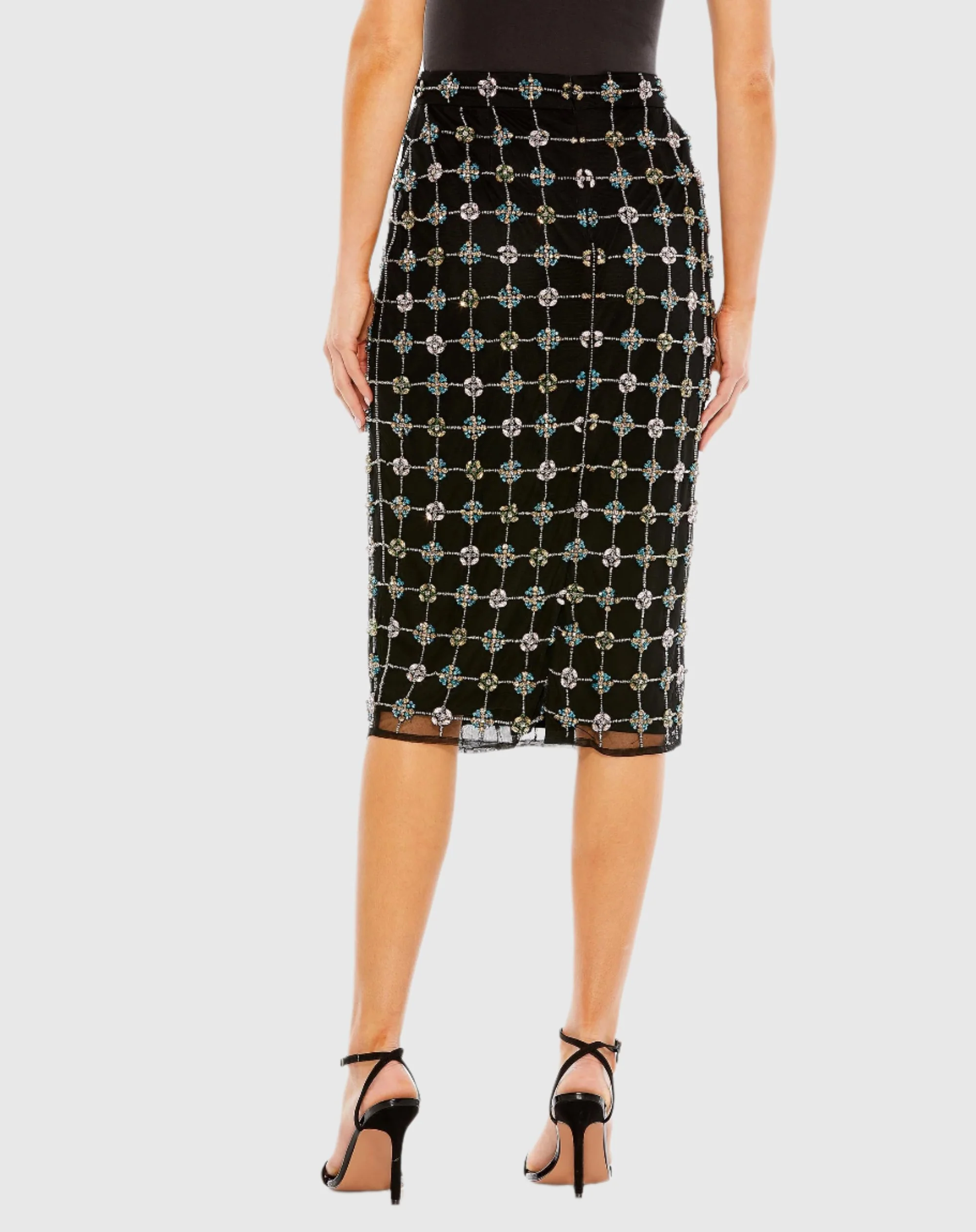 Embellished Geometrical Skirt with Rhinestones - FINAL SALE