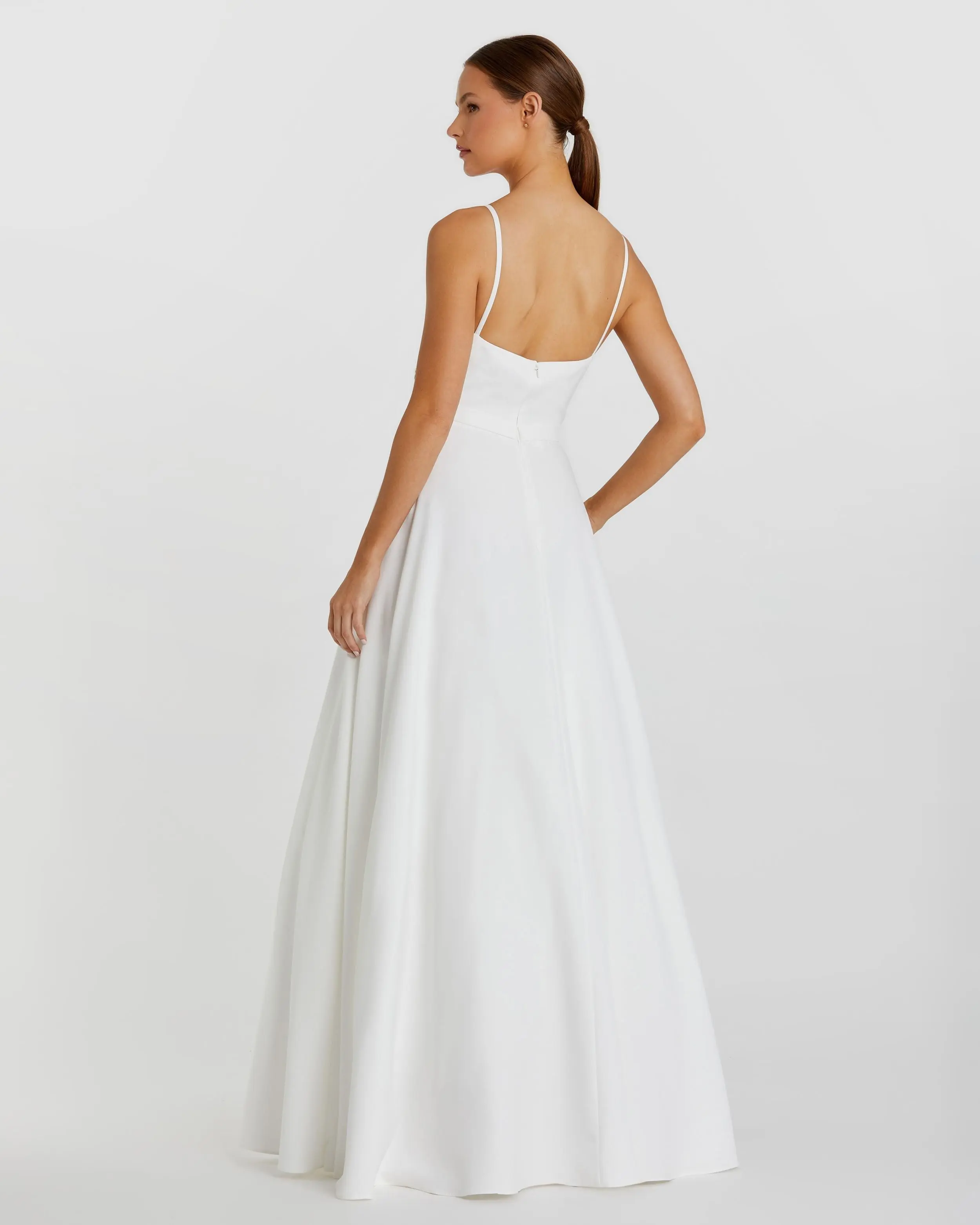 White Classic A-Line V-Neck Ballgown