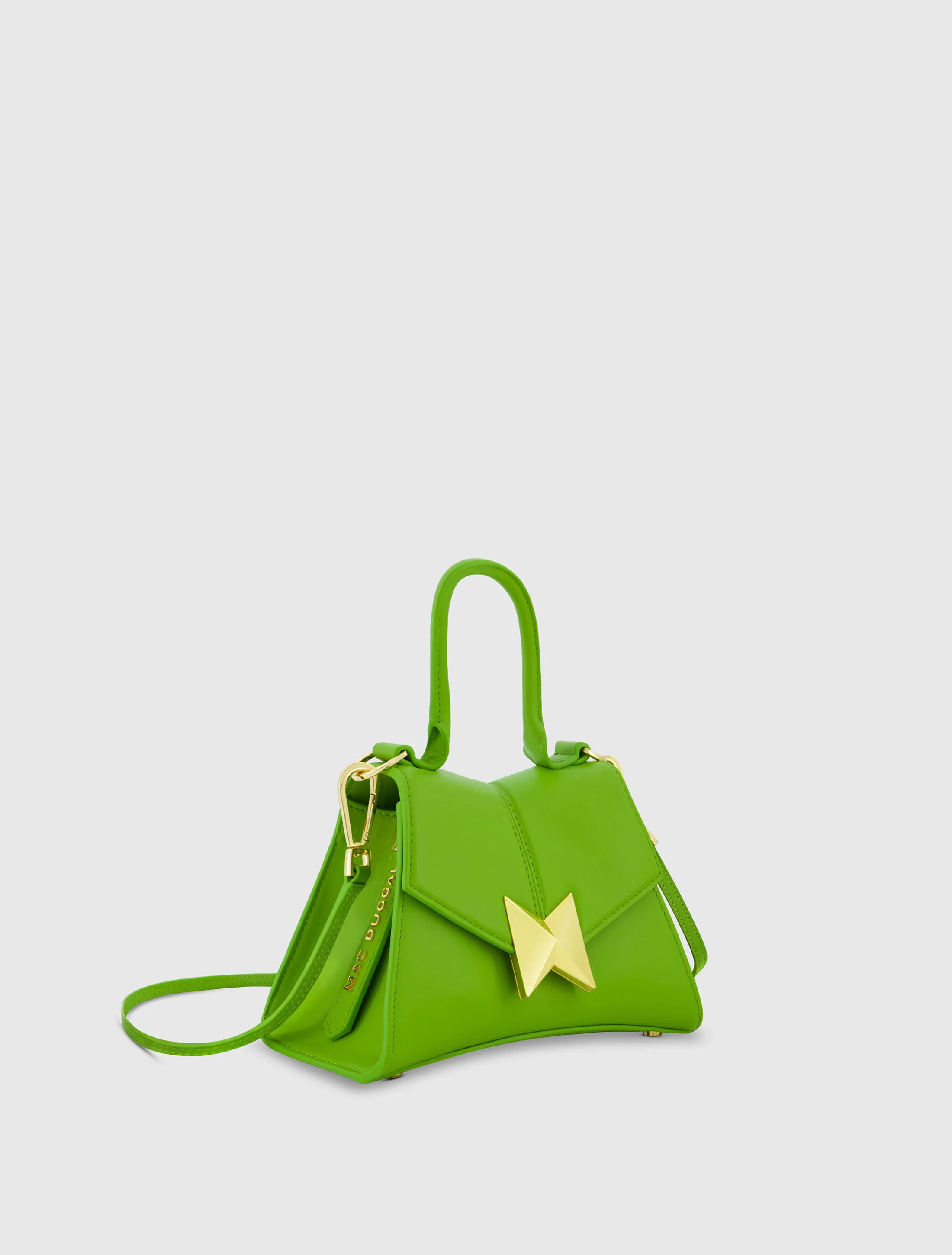 Angular Mini Leather Handbag With Gold Hardware