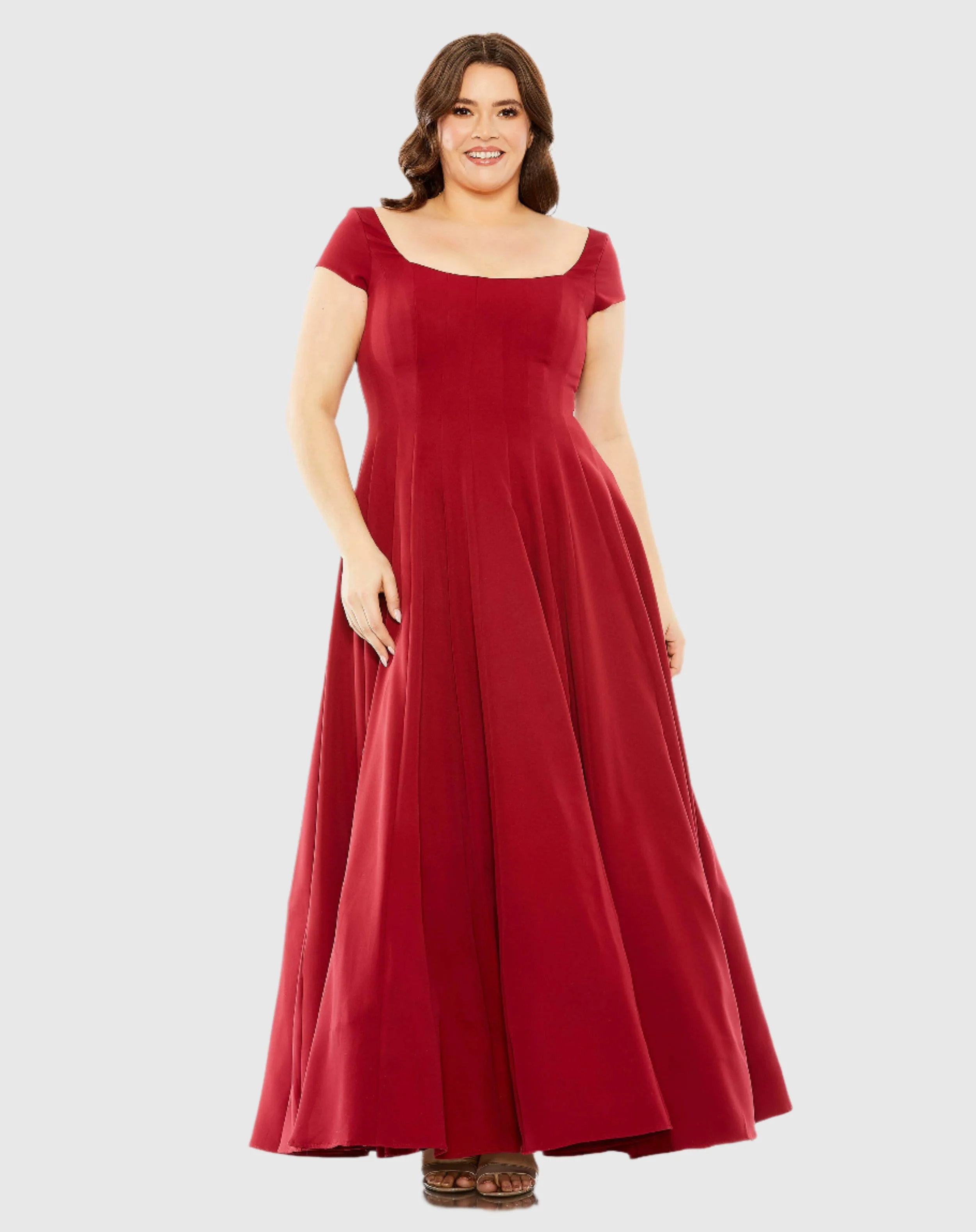 Cap Sleeve Square Neck Ball Gown