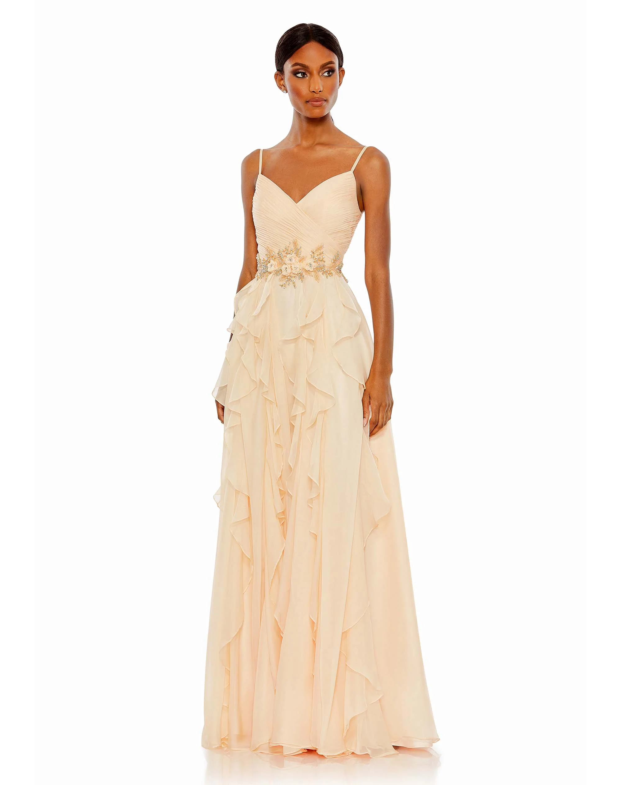 Embellished Ruffled Sleeveless Gown | Sample | Sz. 2
