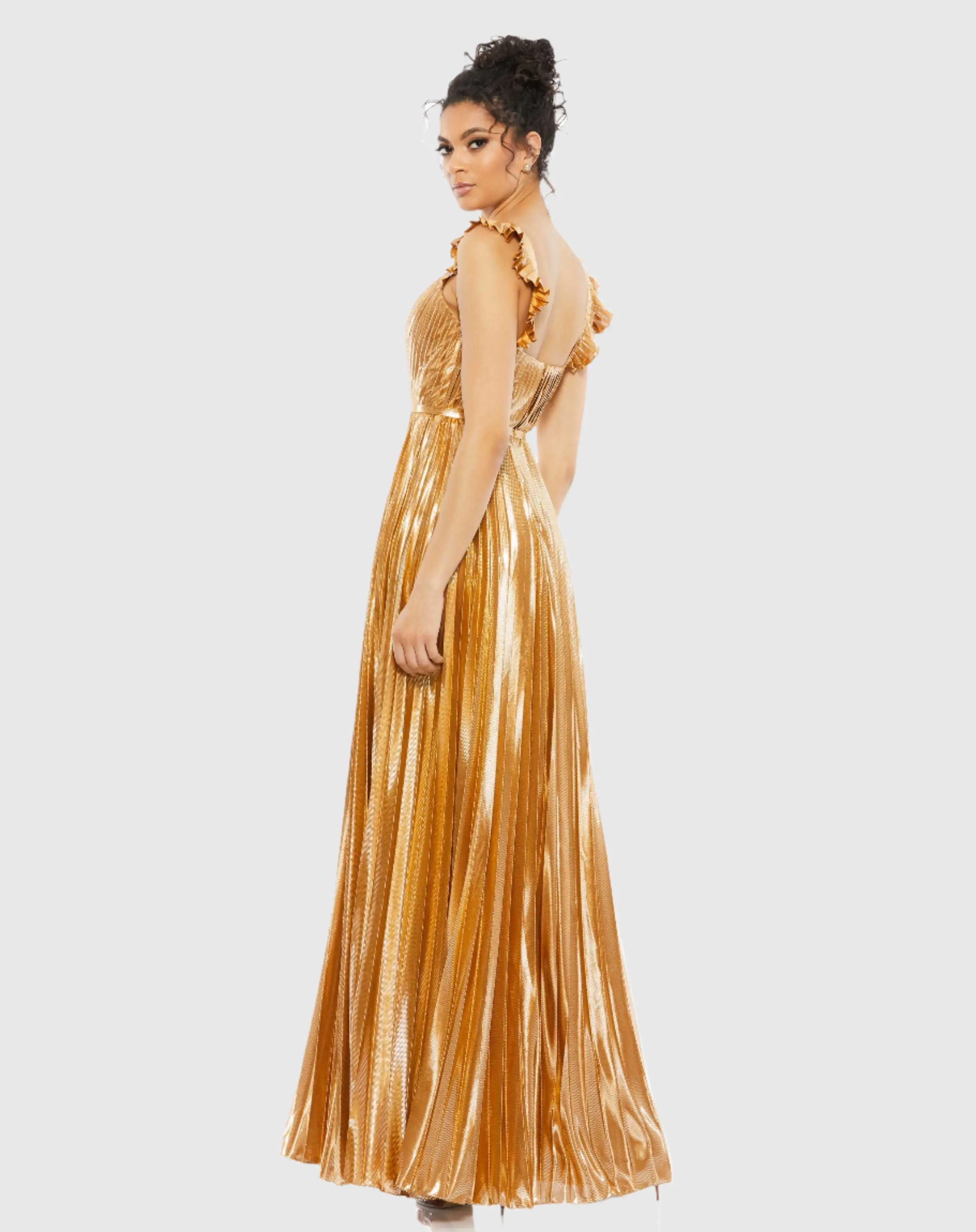 Pleated Ruffled Sleeveless Gown - FINAL SALE