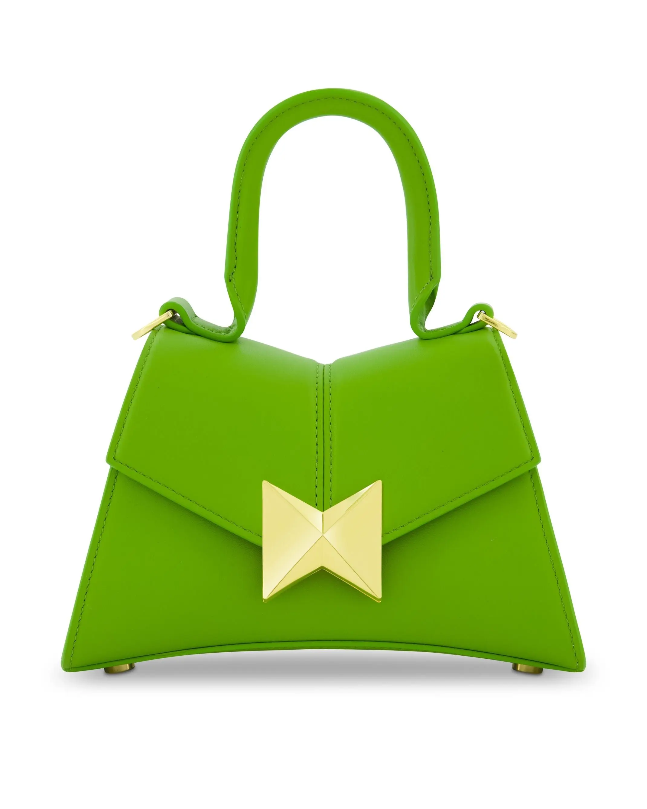 Angular Mini Leather Handbag With Gold Hardware