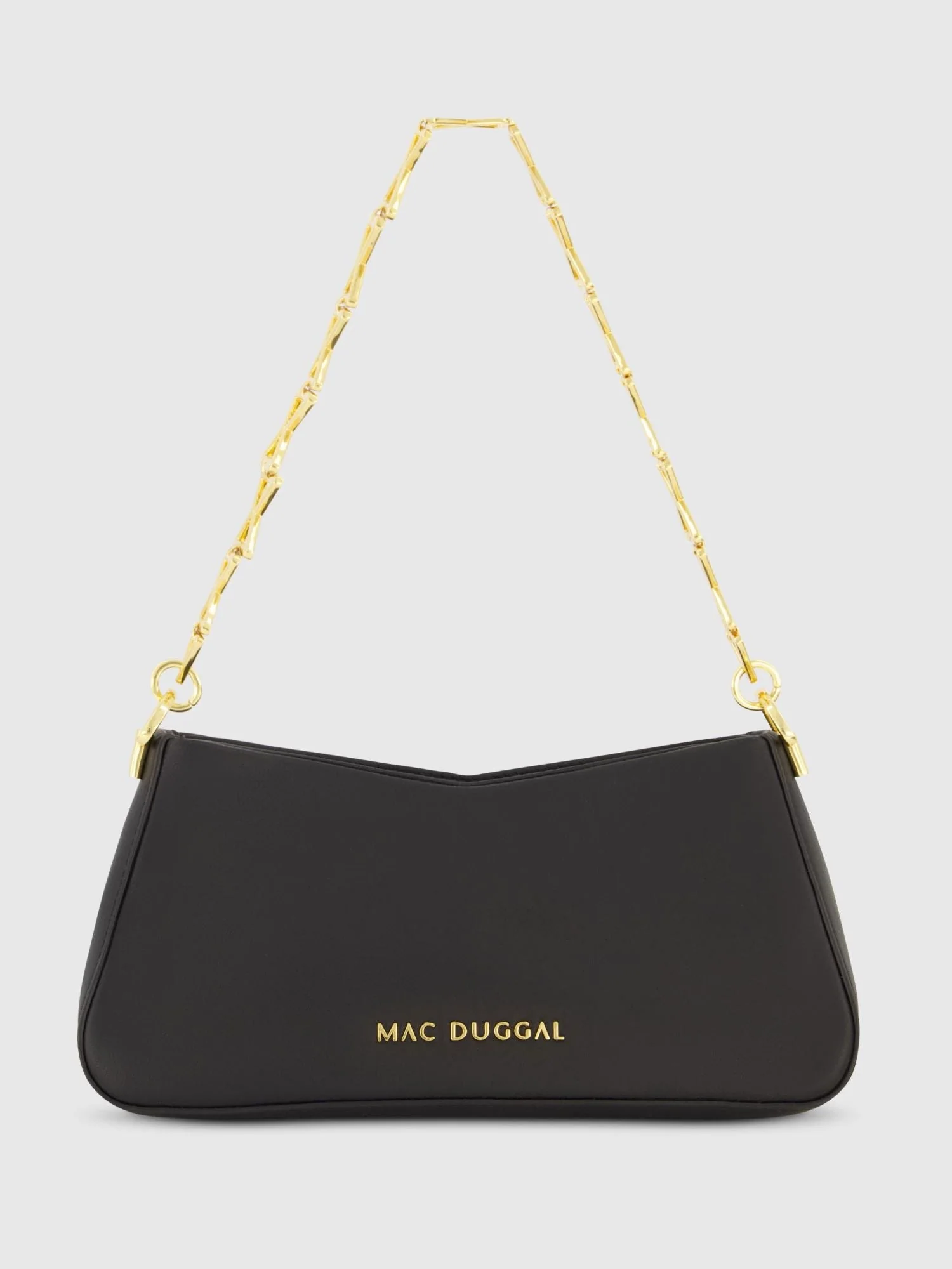 Gold Strap Small Black Nappa Leather Shoulder Bag - FINAL SALE