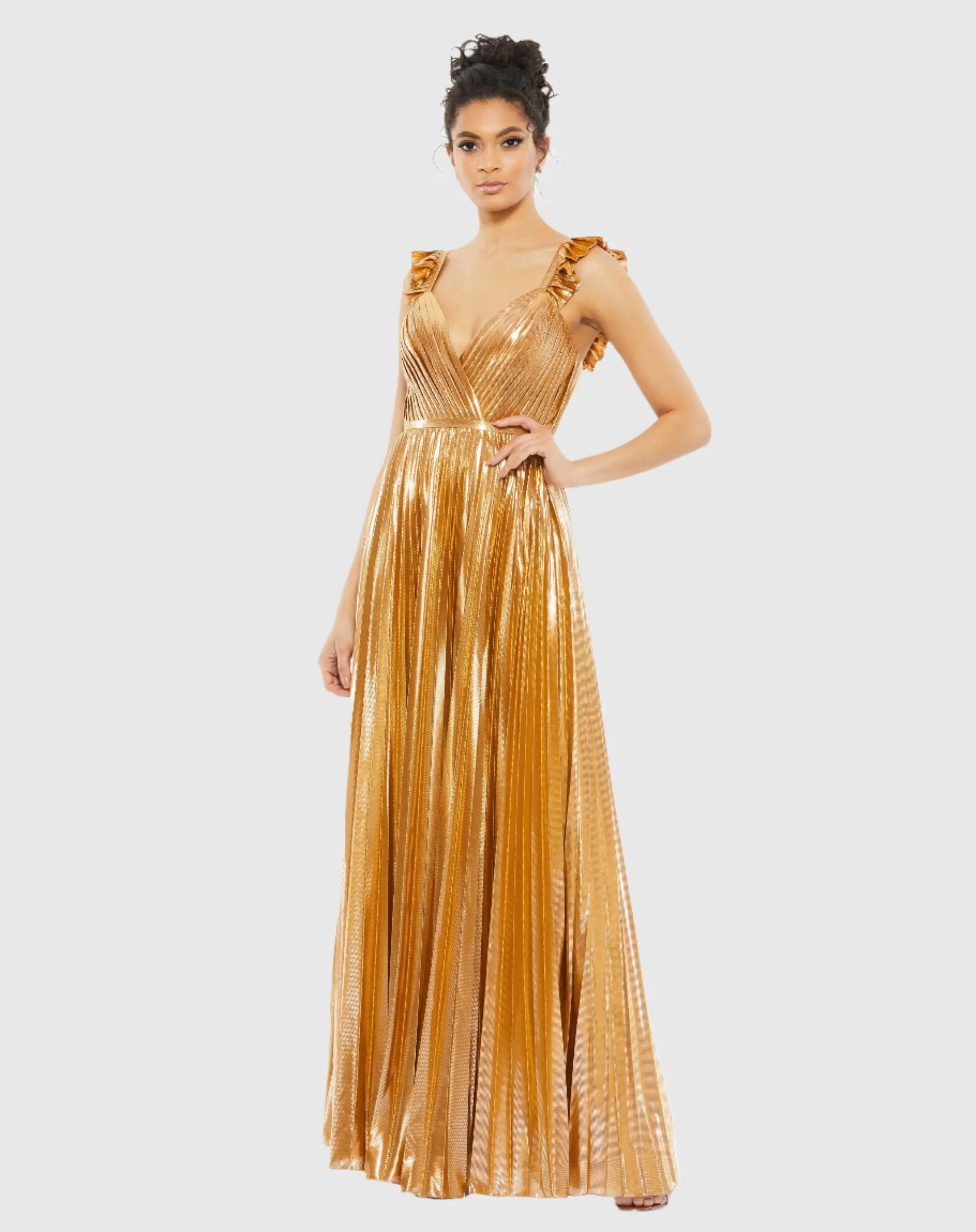 Pleated Ruffled Sleeveless Gown - FINAL SALE