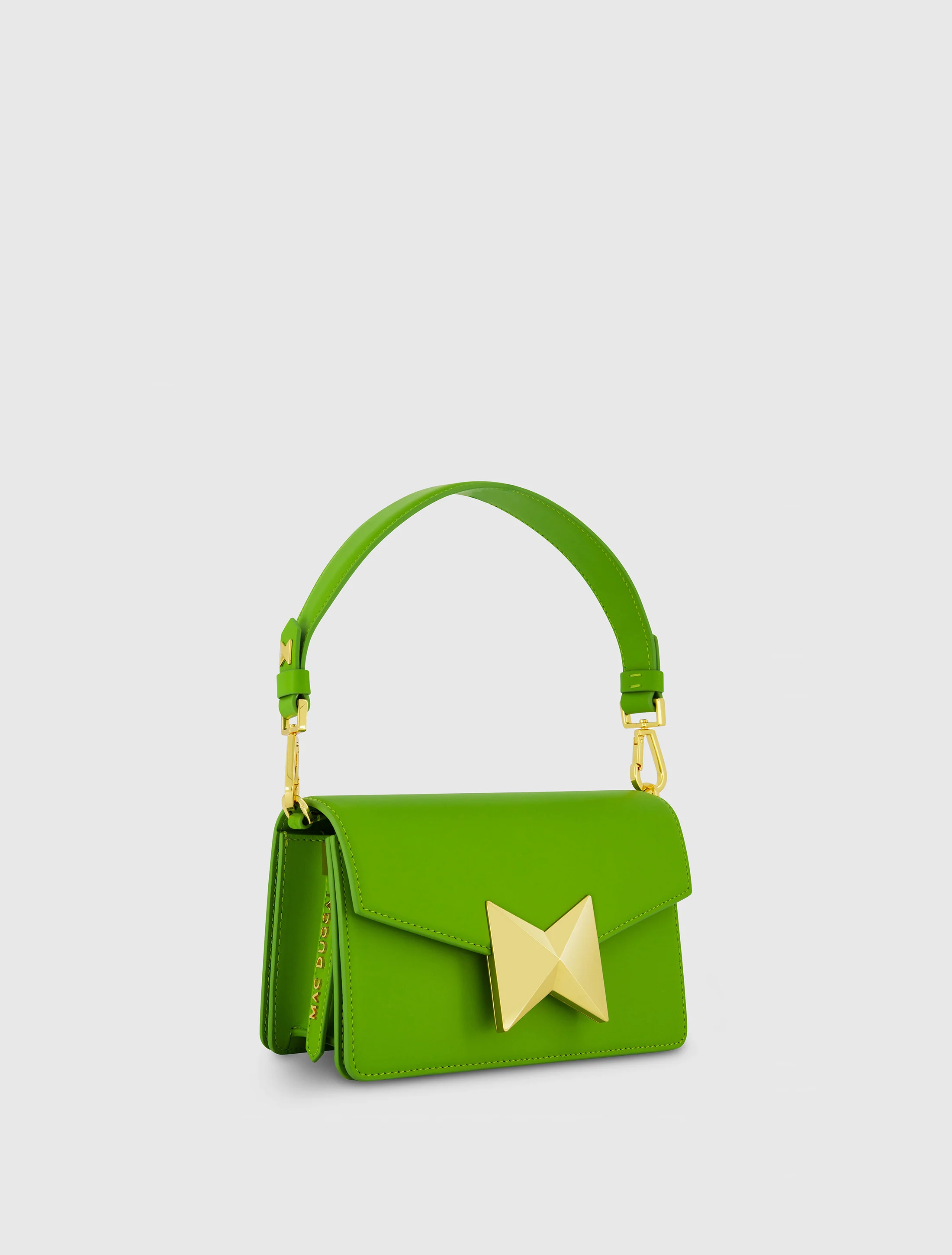 Mini Green Leather Shoulder Bag With Gold Hardware