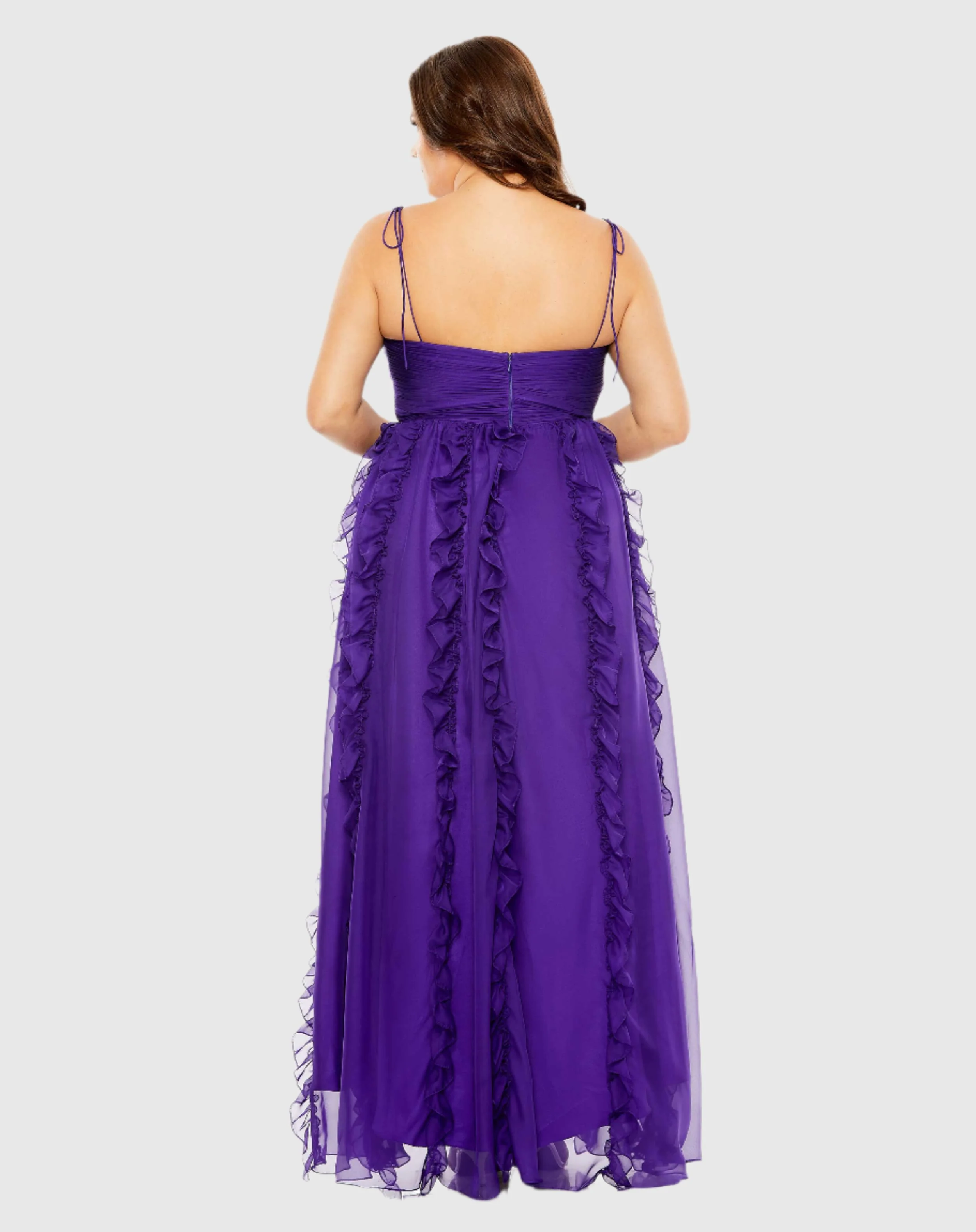 Purple Keyhole Detail Chiffon Sleeveless Gown