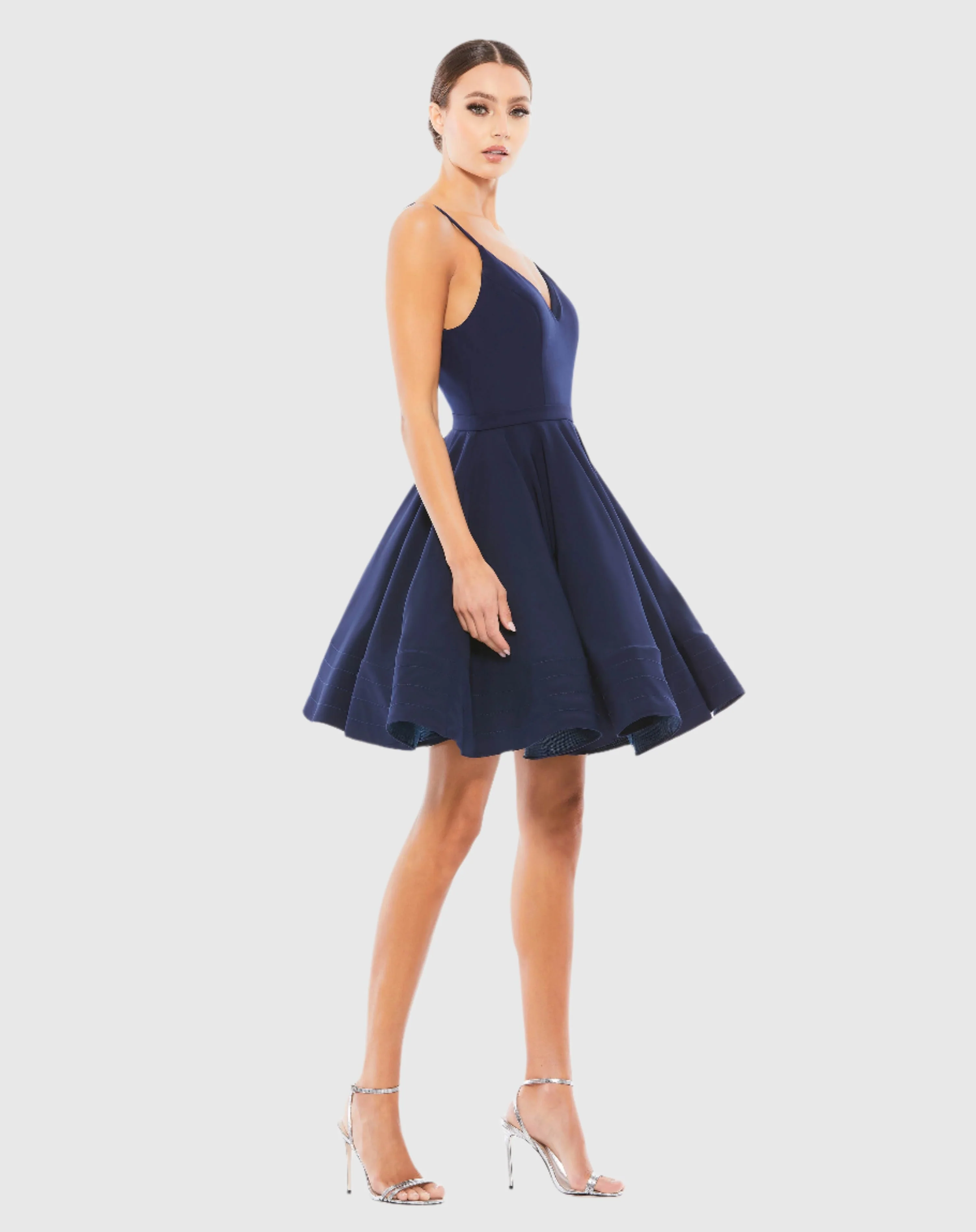 Navy Low Back A-Line Party Dress