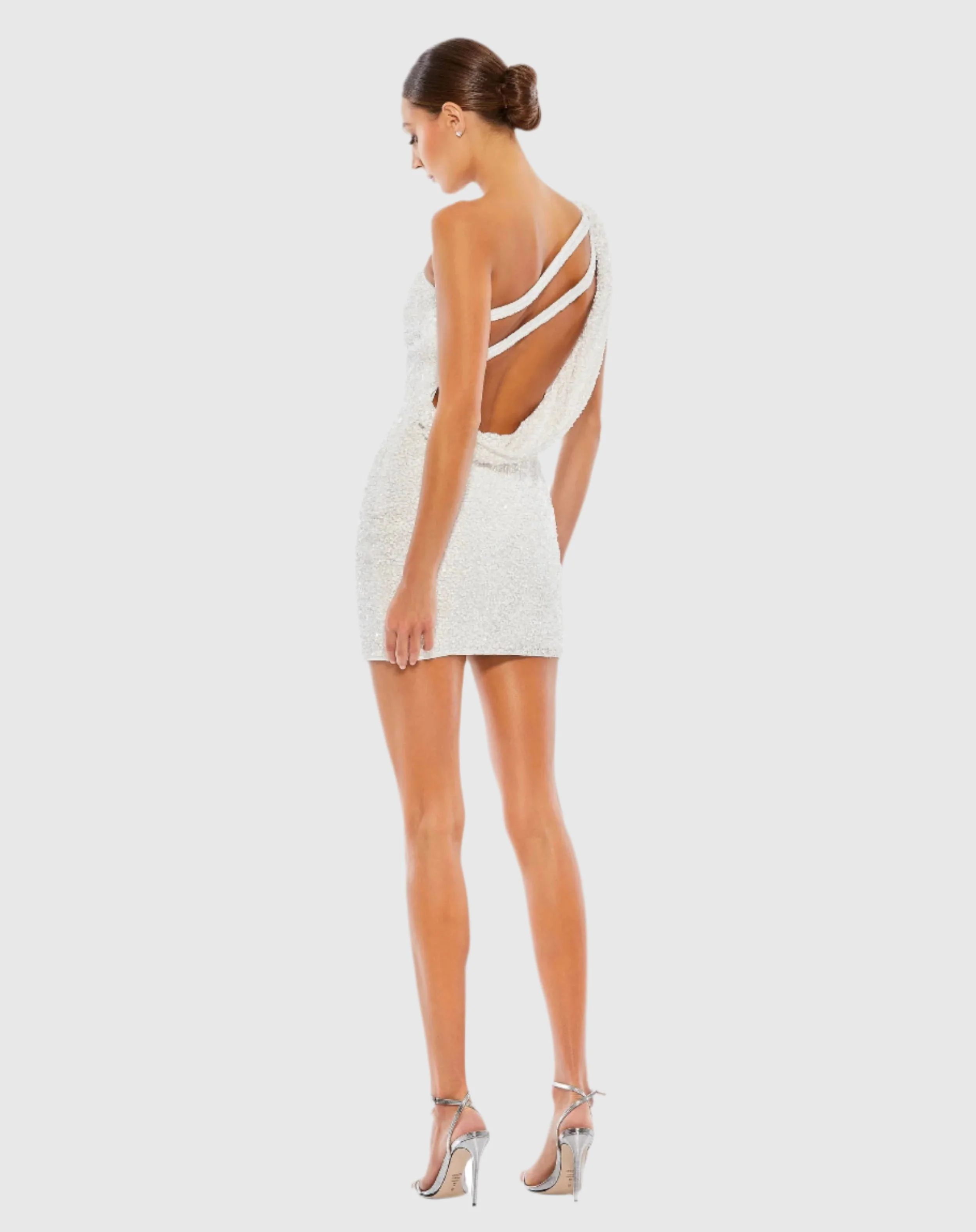 One Shoulder Sequined Mini Dress