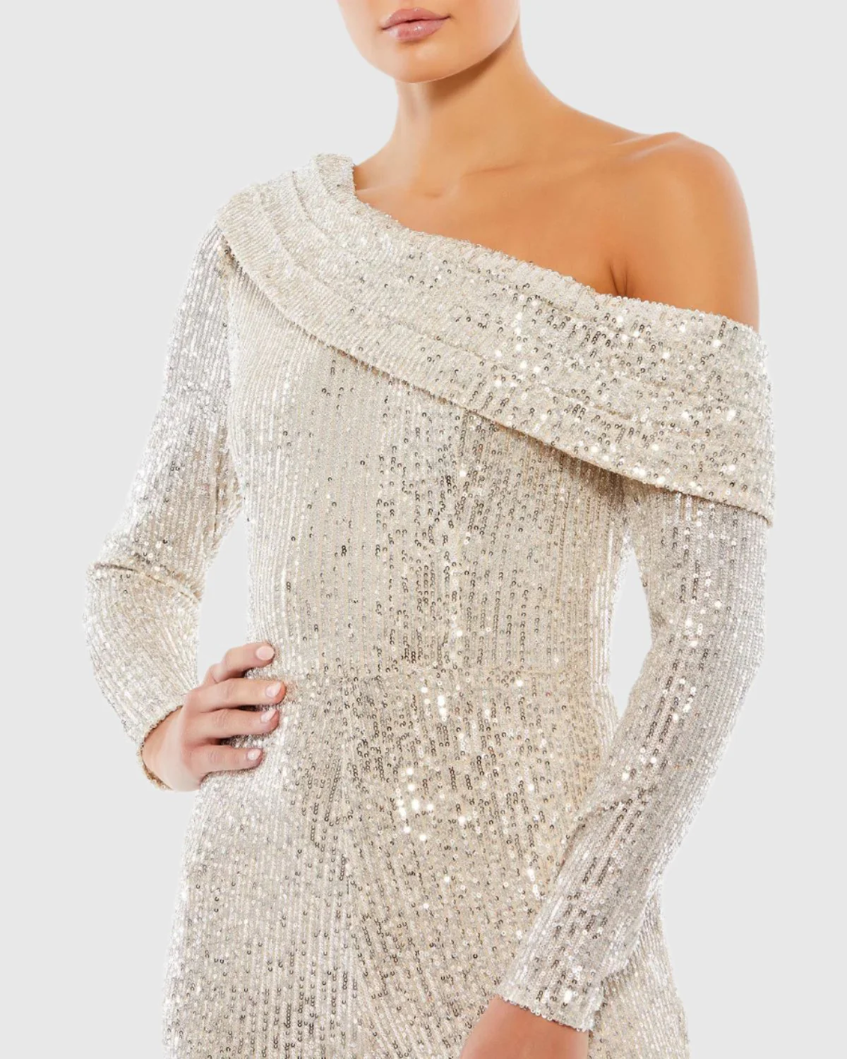 Sequined Drop Shoulder Long Sleeve Jumpsuit