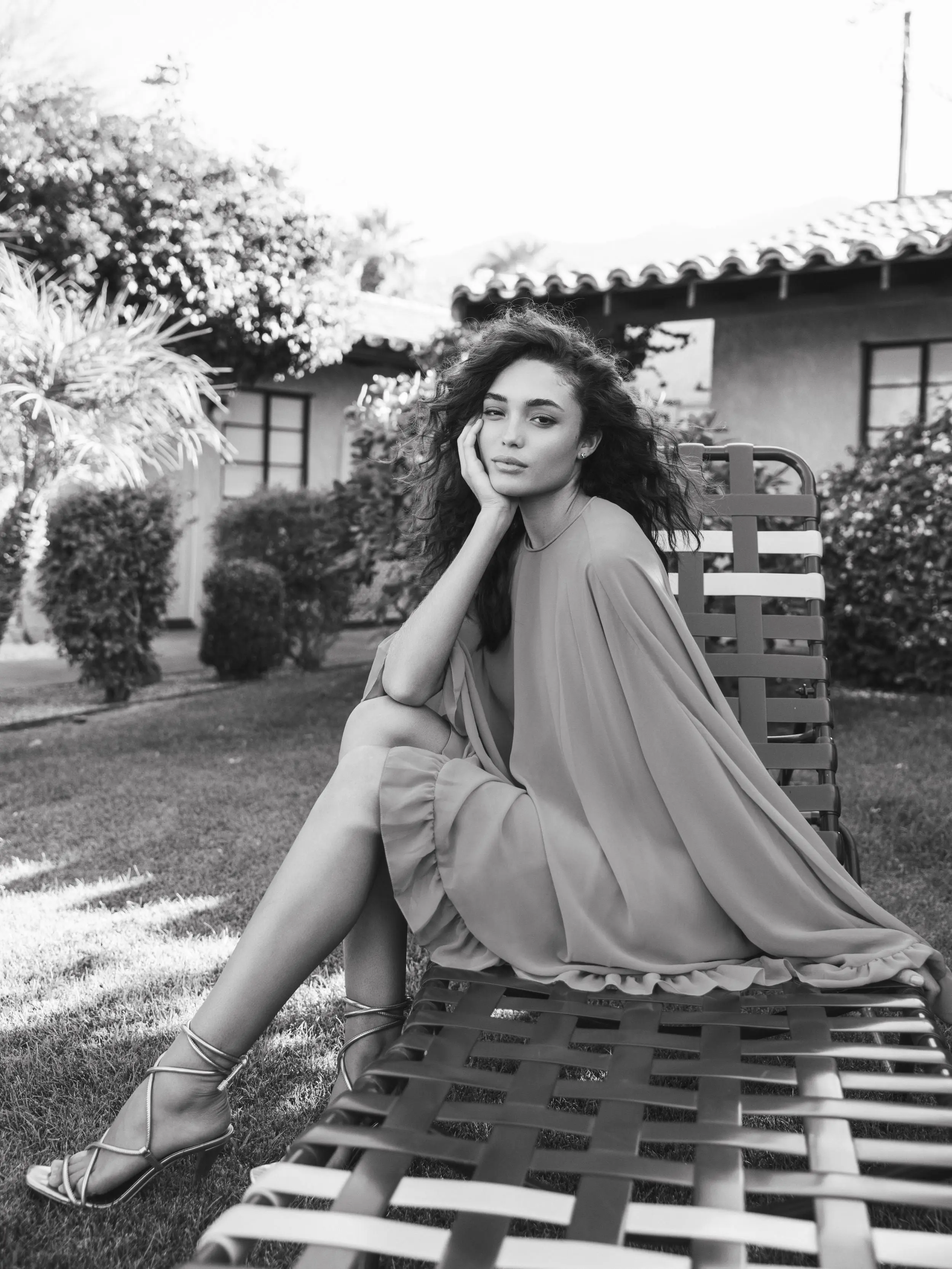 High Neck Ruffle Hem Cape Mini Dress