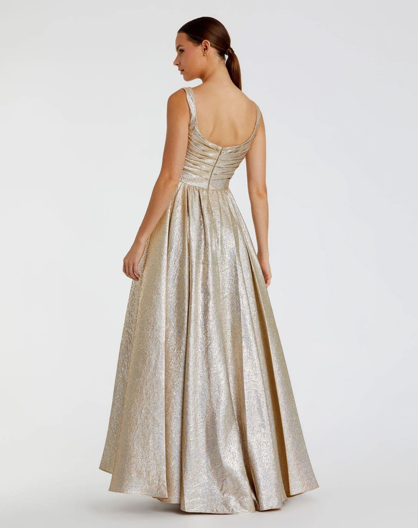 Gold Metallic Pleated Bodice Ballgown