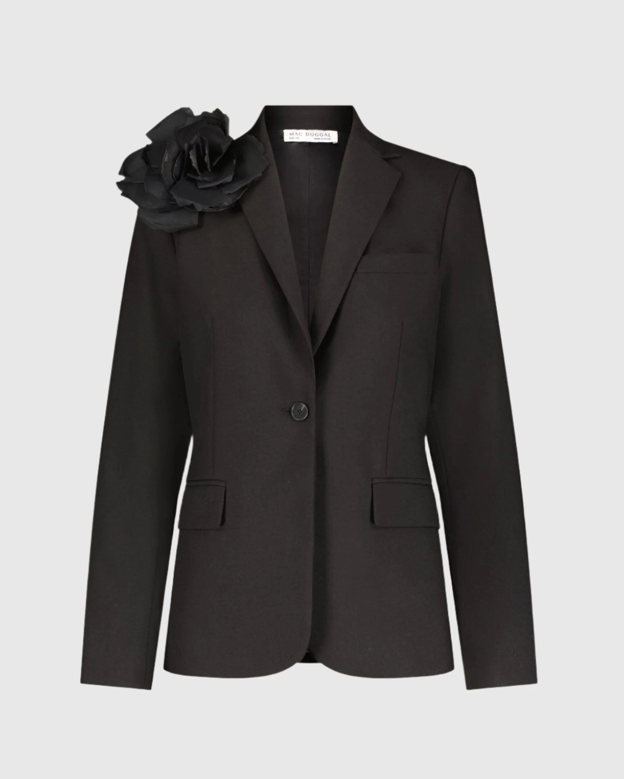 Classic Crepe Blazer Jacket With Flower - FINAL SALE