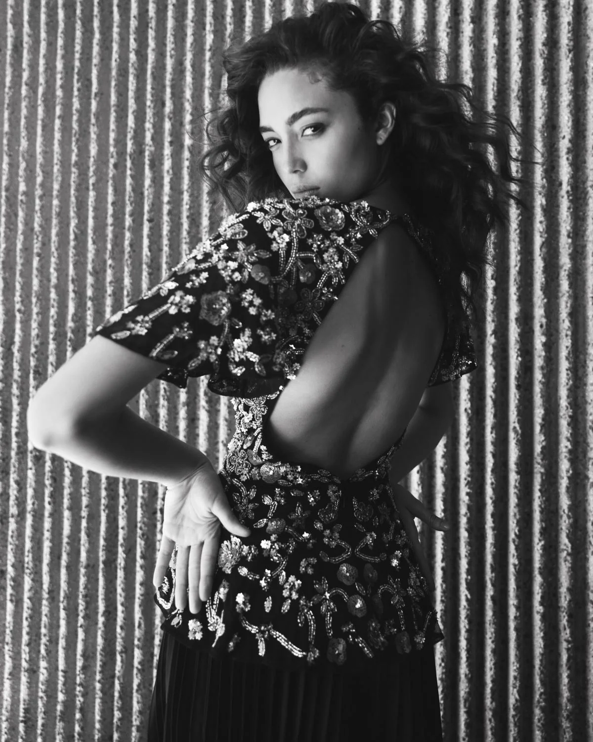 Floral Embellished Butterfly Sleeve Peplum Top - FINAL SALE