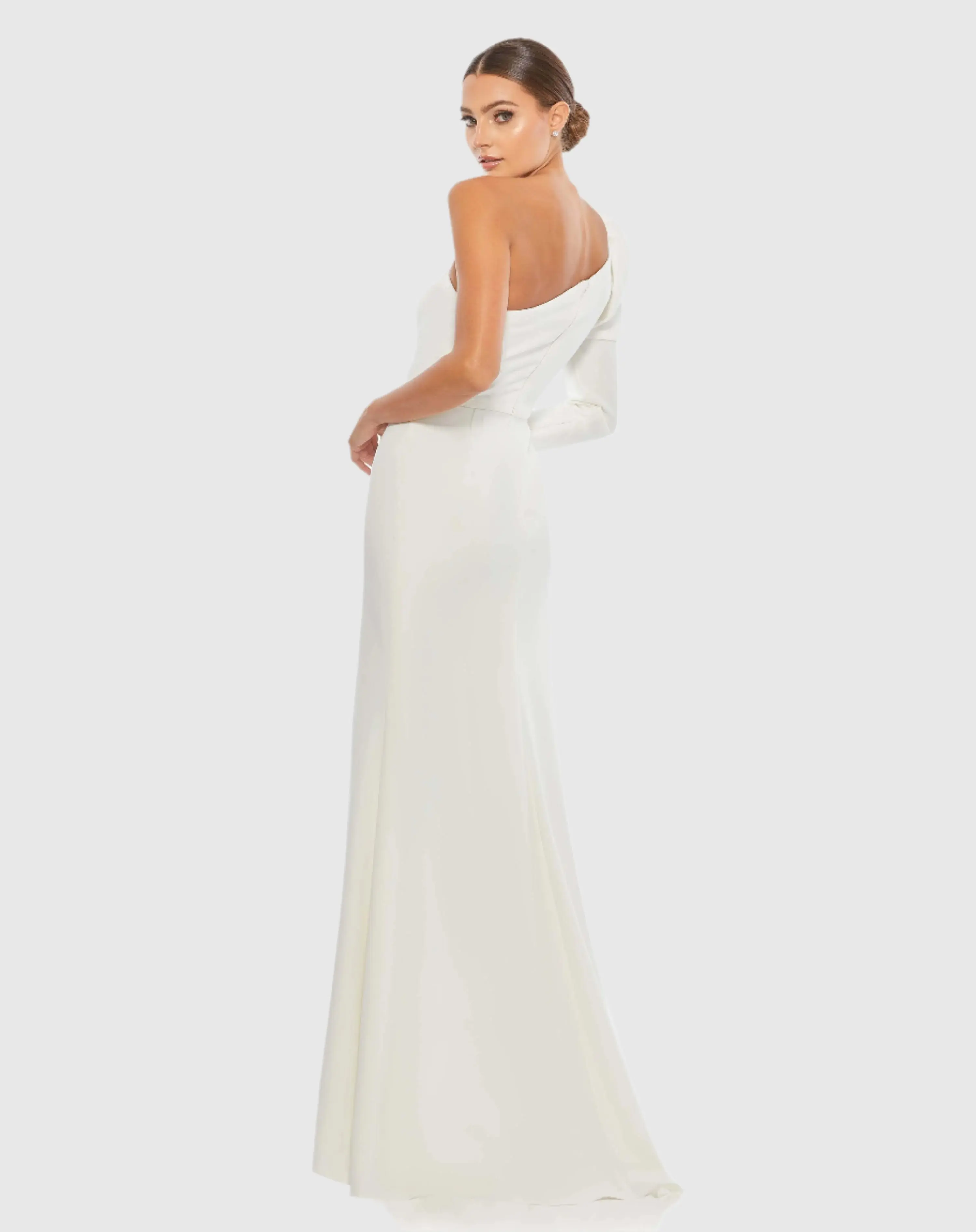 White One Shoulder Puff Sleeve Gown - FINAL SALE