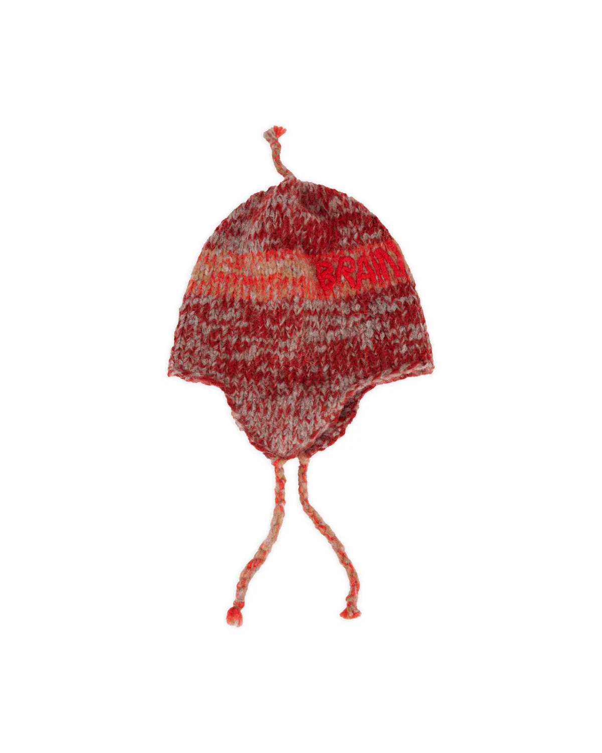 Alpaca Knit Ear Flap Beanie - Brown Multi