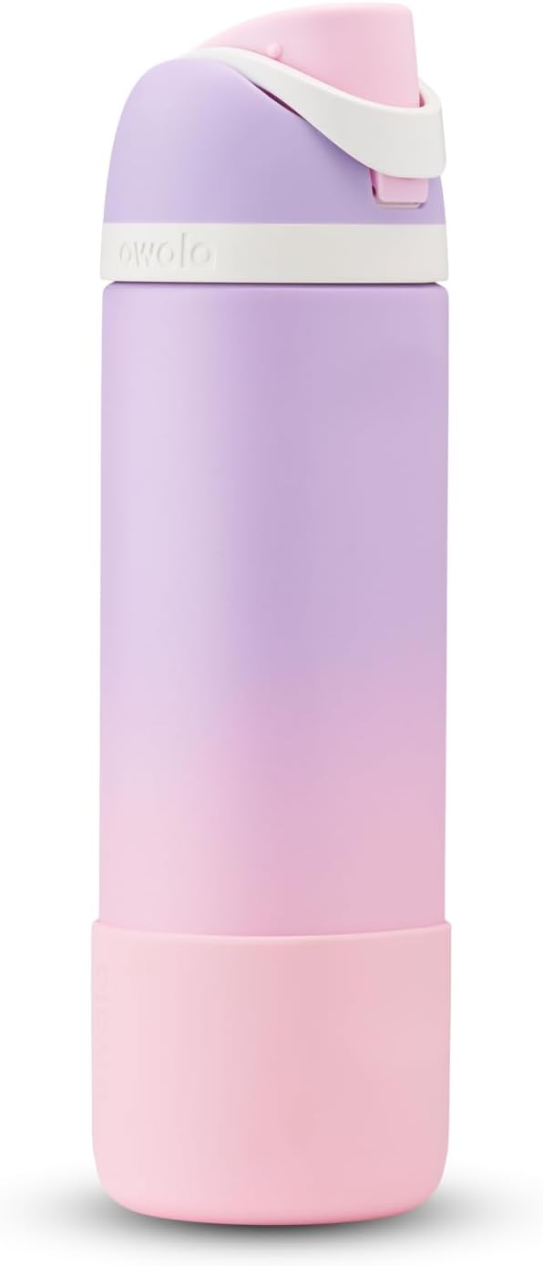 Owala FreeSip Bouteille d'eau en acier inoxydable avec botte de protection – Lavande Soul Sister Edition