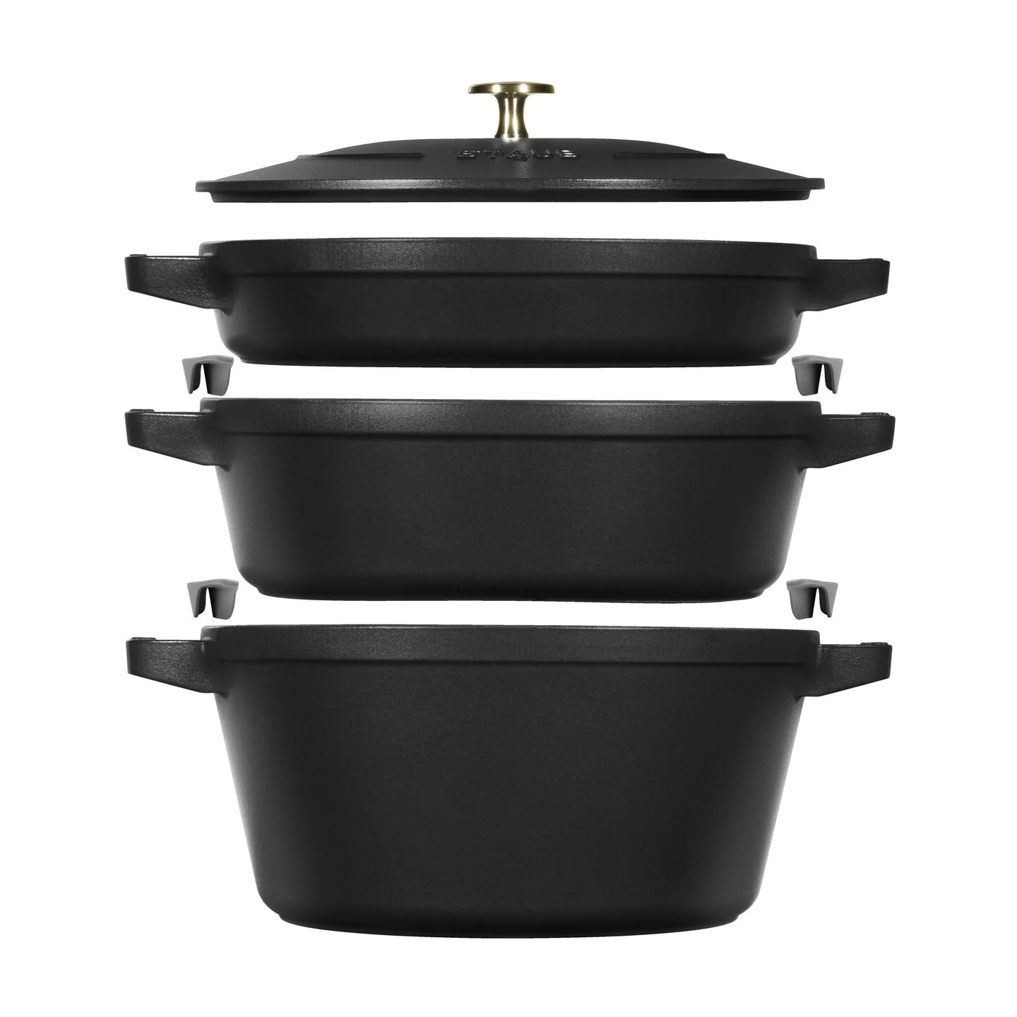 Staub Stackable 3 Piece Pot Set / Black