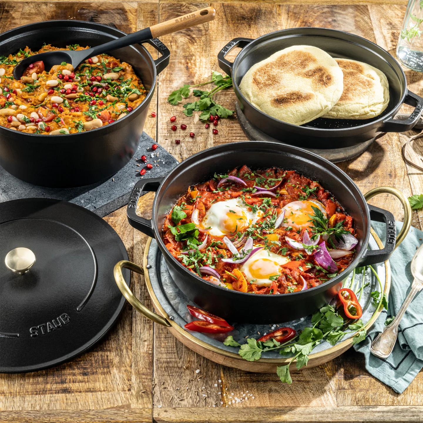 Staub Stackable 3 Piece Pot Set / Black